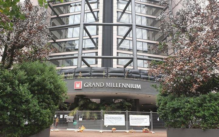 The Grand Millennium hotel managed isolation facility in central Auckland. Photo: RNZ