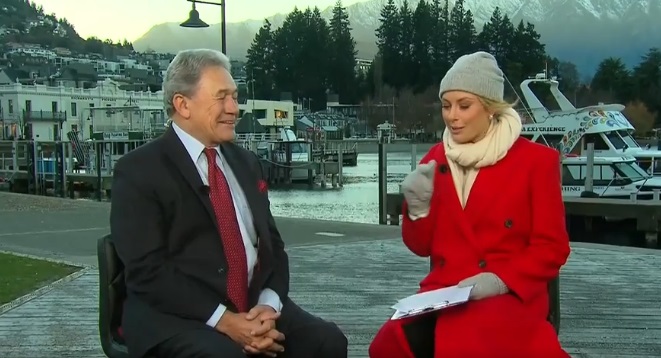 Winston Peters was interviewed on Channel Nine's Today show, in Queenstown today. Photo: Channel...