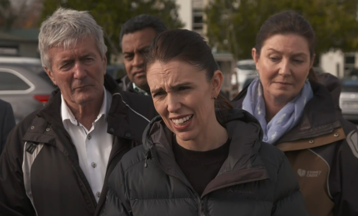 Agriculture Minister Damien O'Connor (left) with Prime Minister Jacinda Ardern (centre) and other...