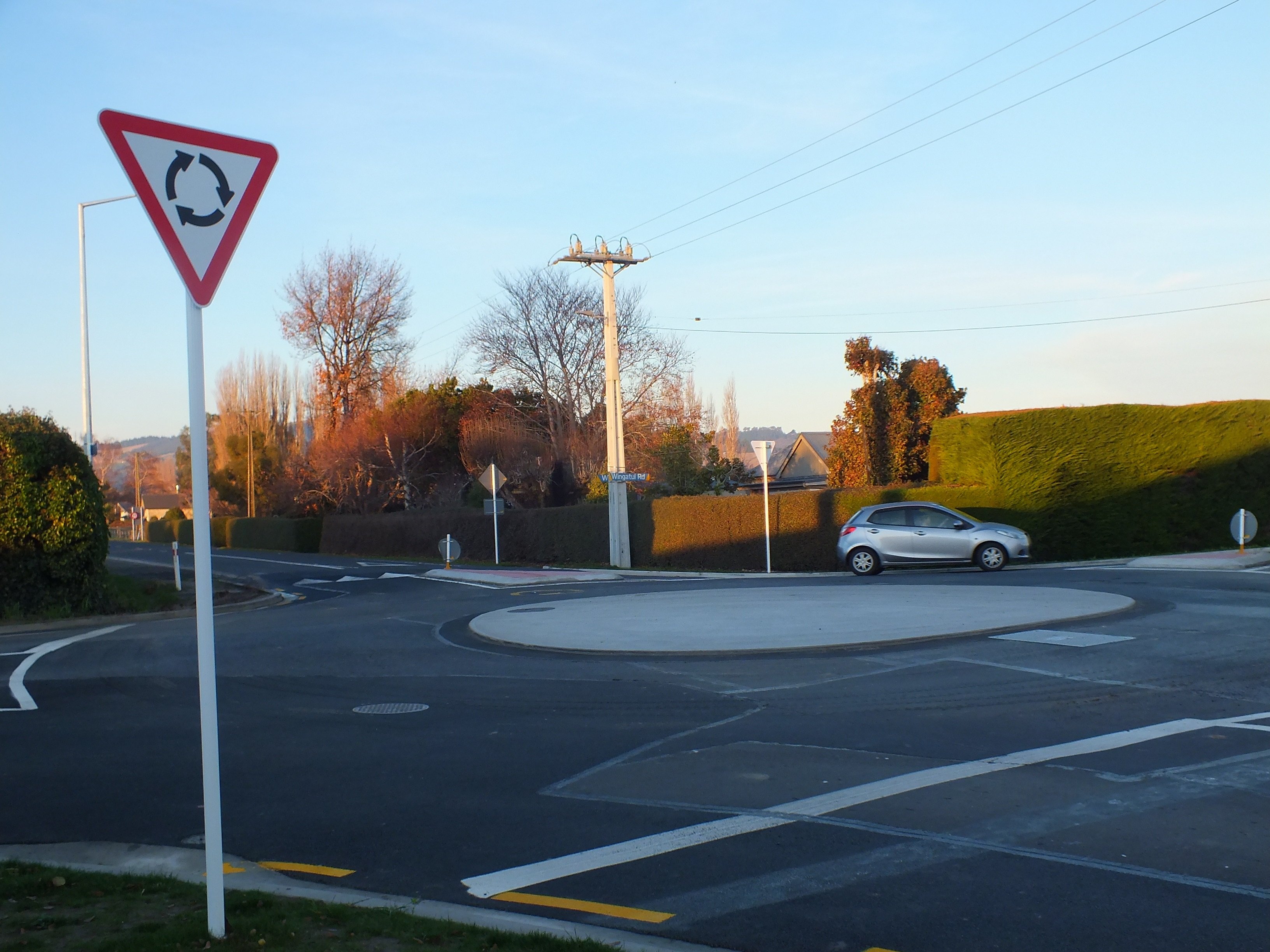 The roundabout at the intersection of Factory and Wingatui Rds. PHOTO: GILLIAN VINE