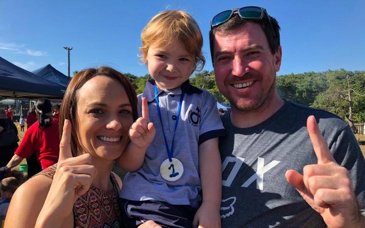 Caroline Waldron and Bart Constable with their daughter Olivia. Photo: Supplied / Caroline Waldron