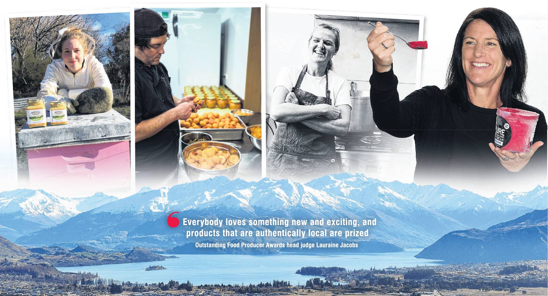 Wanaka food producers (from left) Jessica Curtis, of Branch Creek Honey, Gus Hayden, of Augustines of Central Otago, Tineke-Maree Sutton, of Taste of the Alps, and Anna Howard, of Pure New Zealand Ice Cream. PHOTOS: SUPPLIED