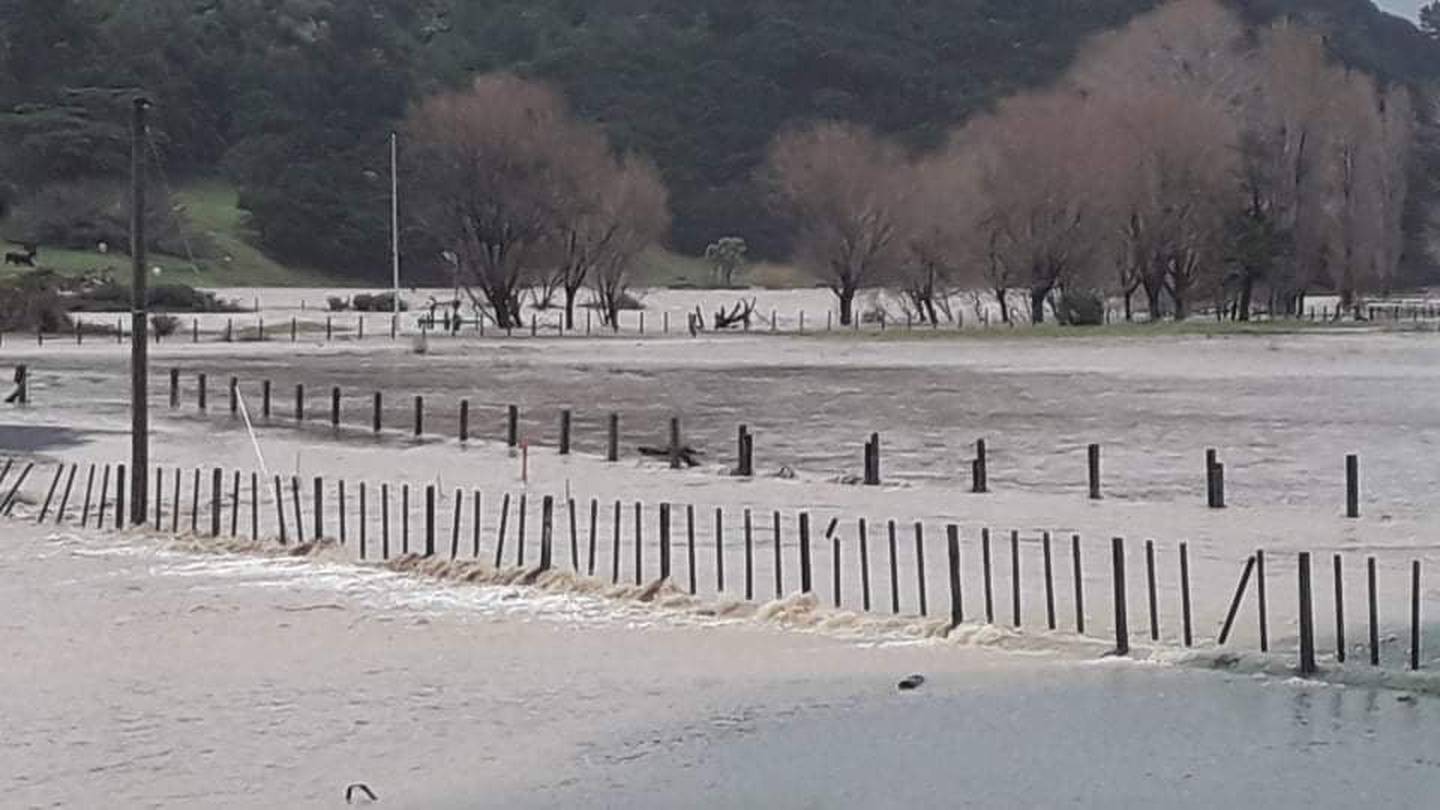 Properties bordering the Wharekahika River have been flooded this morning. Photo: Tairāwhiti...