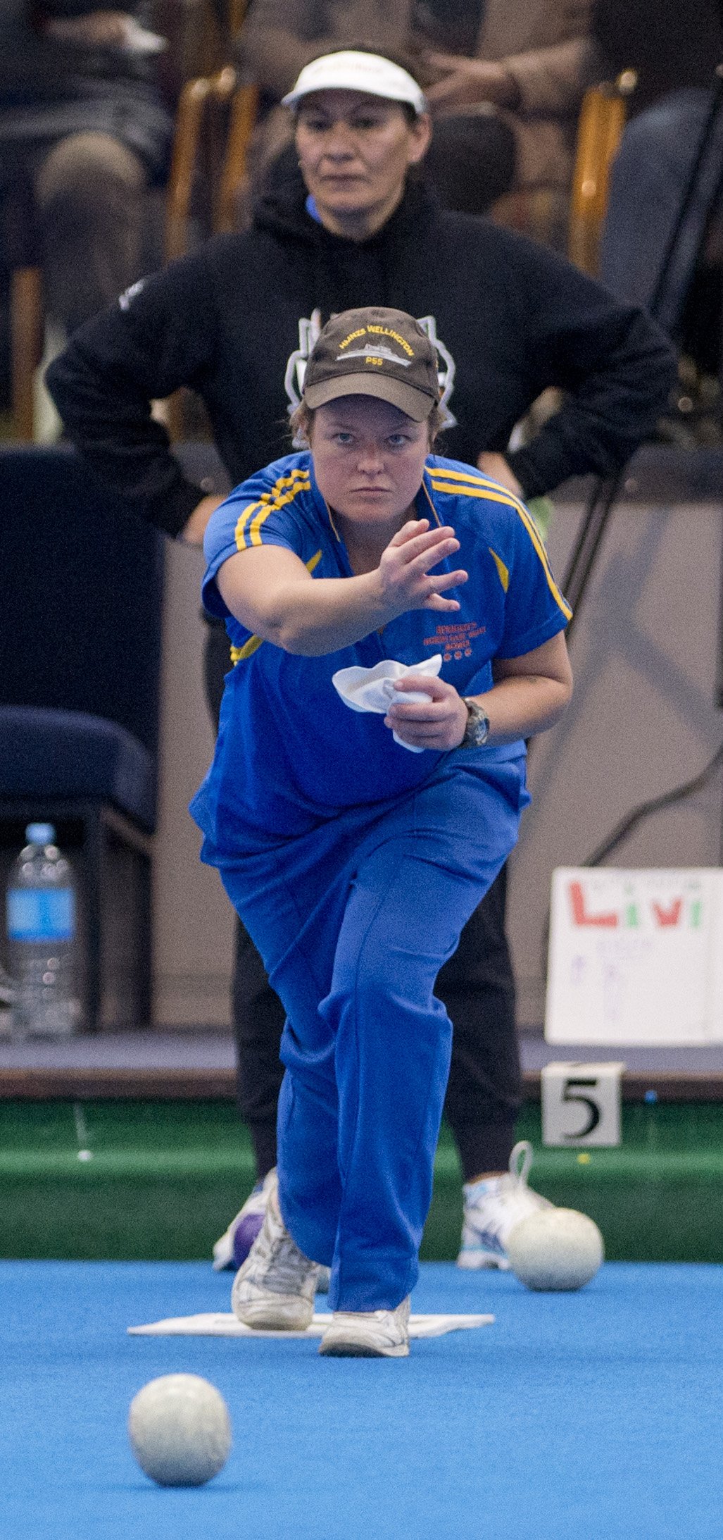 Sarah Scott delivers her bowl as Olivia Bloomfield looks on during the National Champion of...