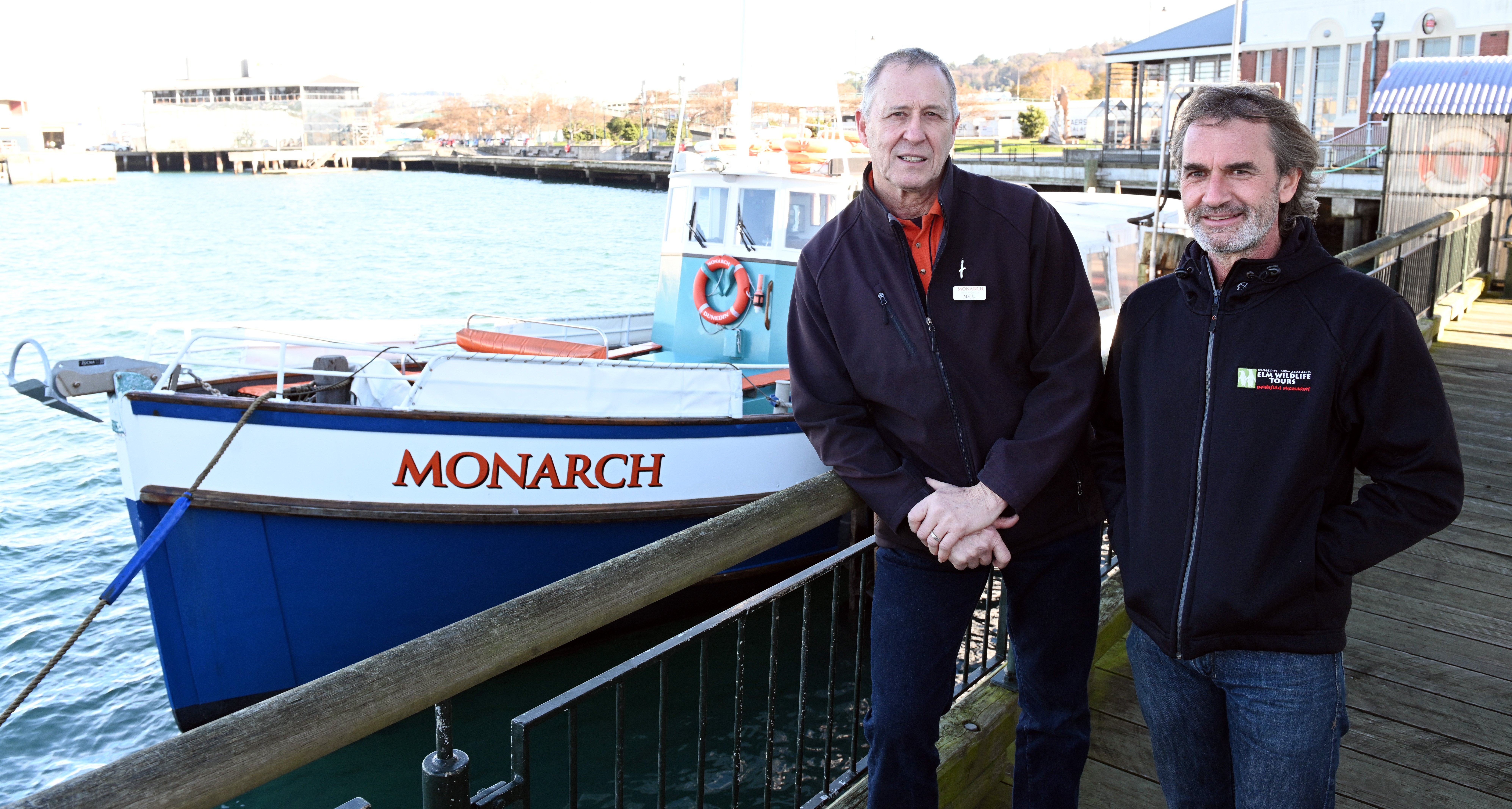 Neil Harraway, of Monarch Wildlife Cruises (left) stands with Shaun Templeton, of Elm Wildlife...