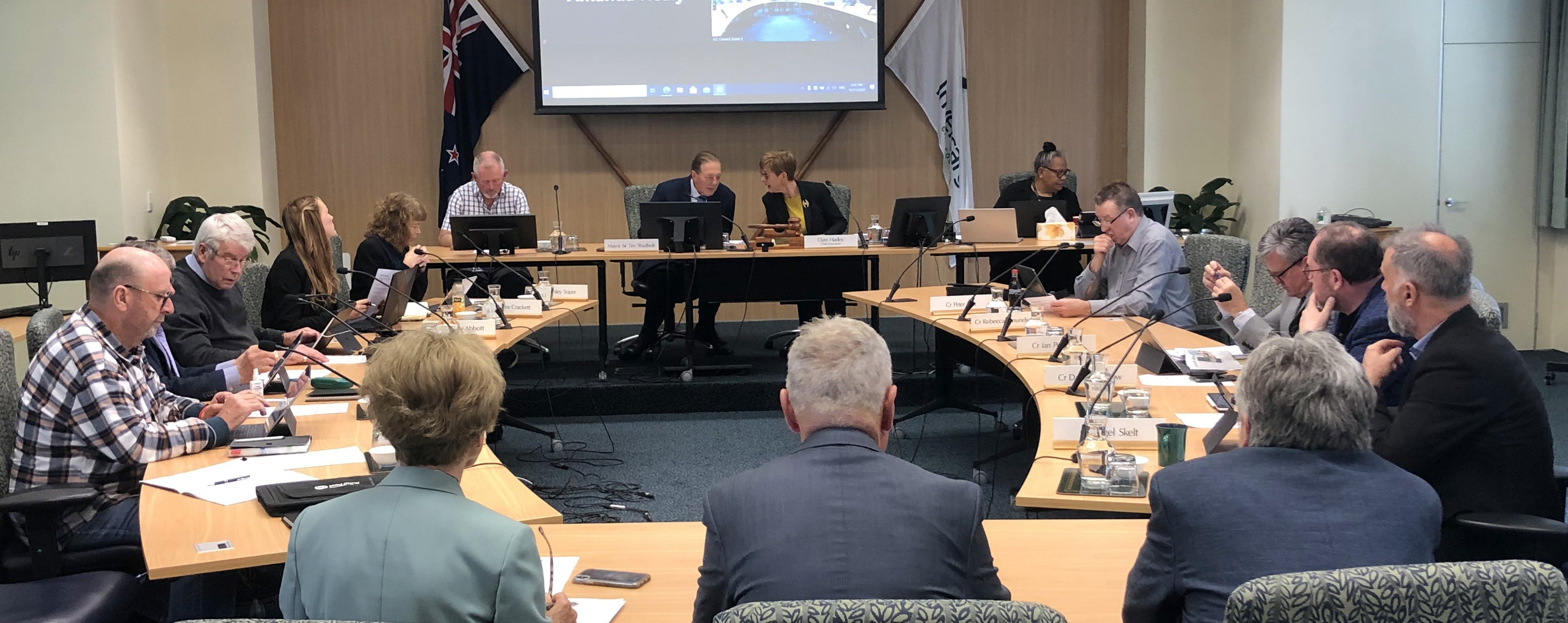 Invercargill city councillors attend a meeting late last year. PHOTO: LUISA GIRAO