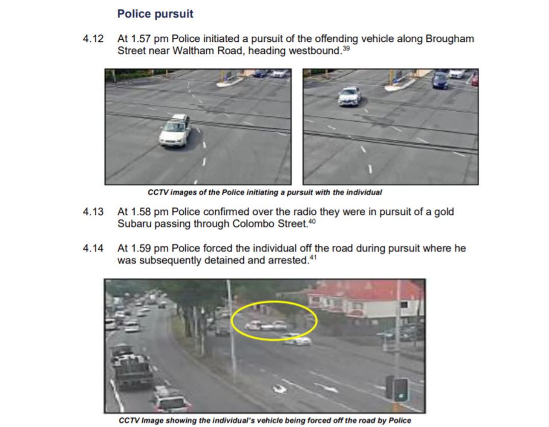 Images of police pursuing and capturing the terrorist are also in the report. Photos: Supplied