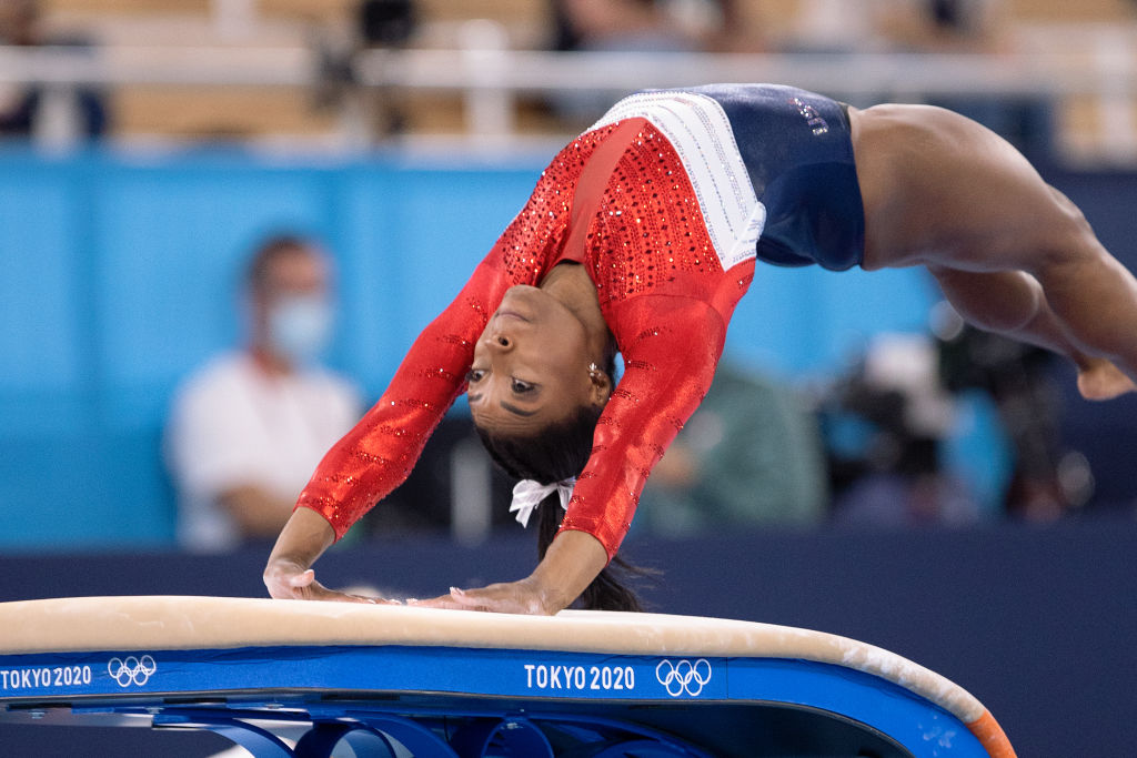 Simone Biles of United States of America competing on Women's Team Final during the Tokyo 2020 Olympic Games. Photo: Getty Images