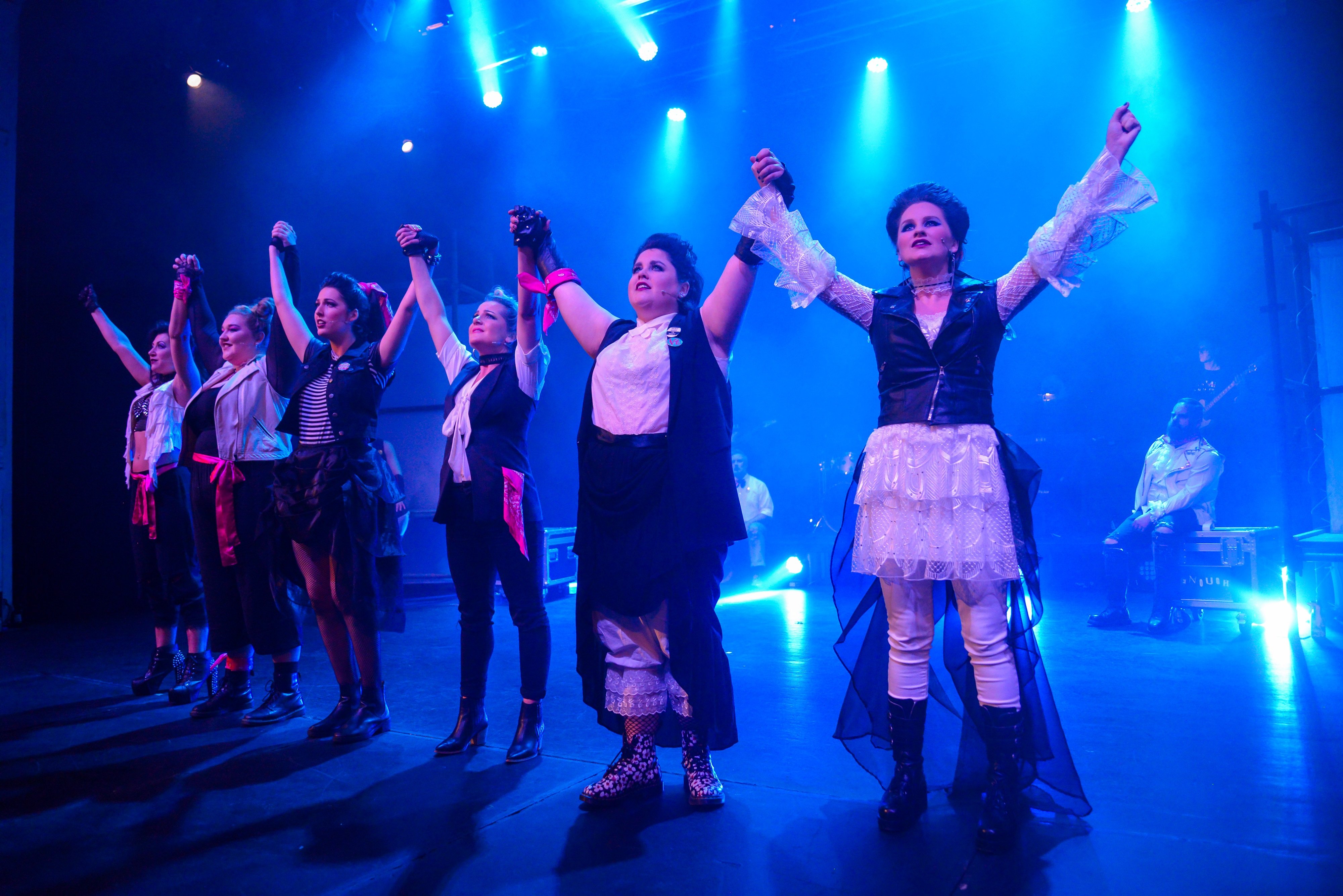 Rock opera . . . The cast of Taieri Musical Society’s production of That Bloody Woman are ready...