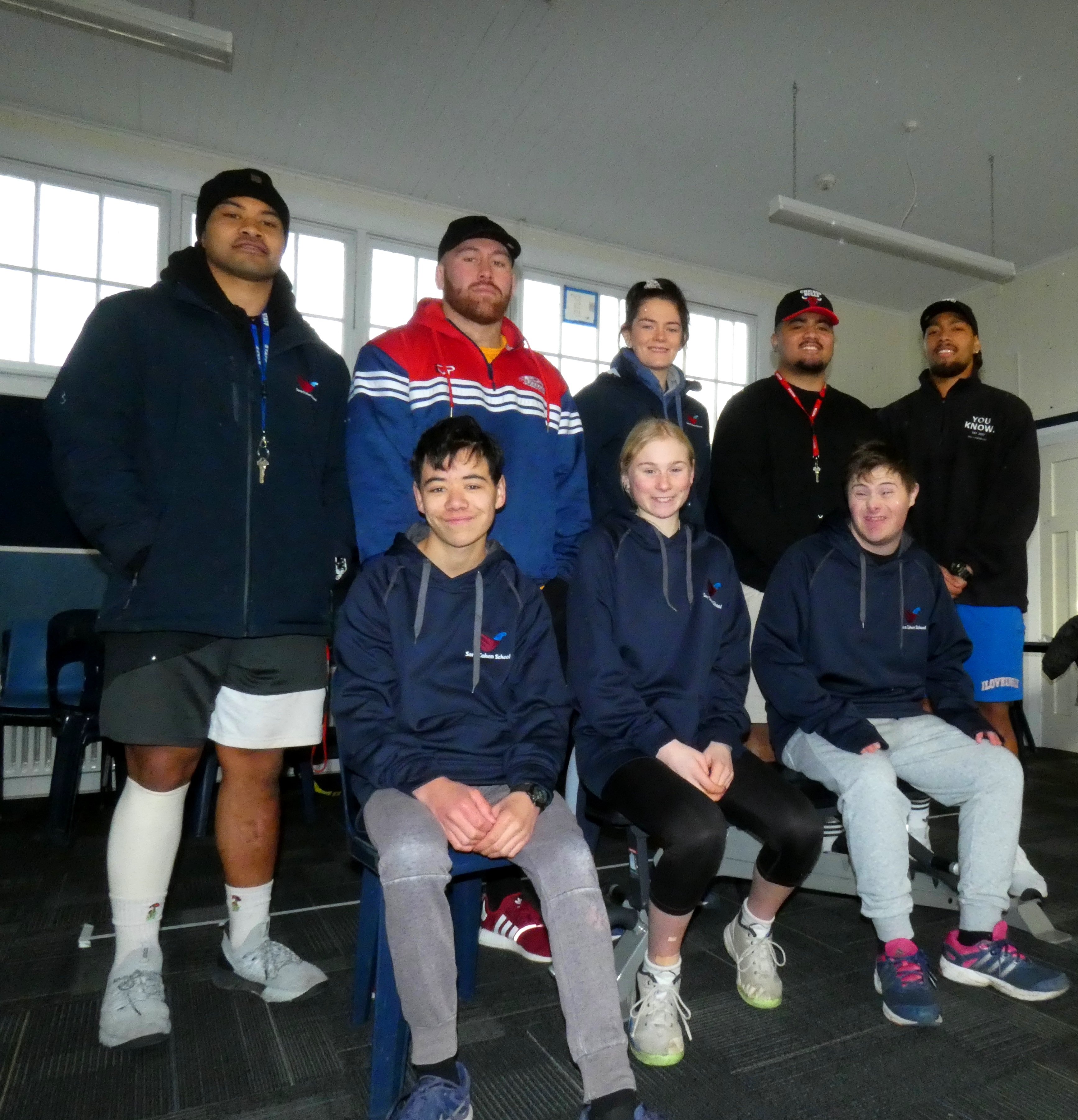 Sara Cohen School teacher’s aides (back from left) Willie Tufui, Bruce Kauika-Peterson, Holly...