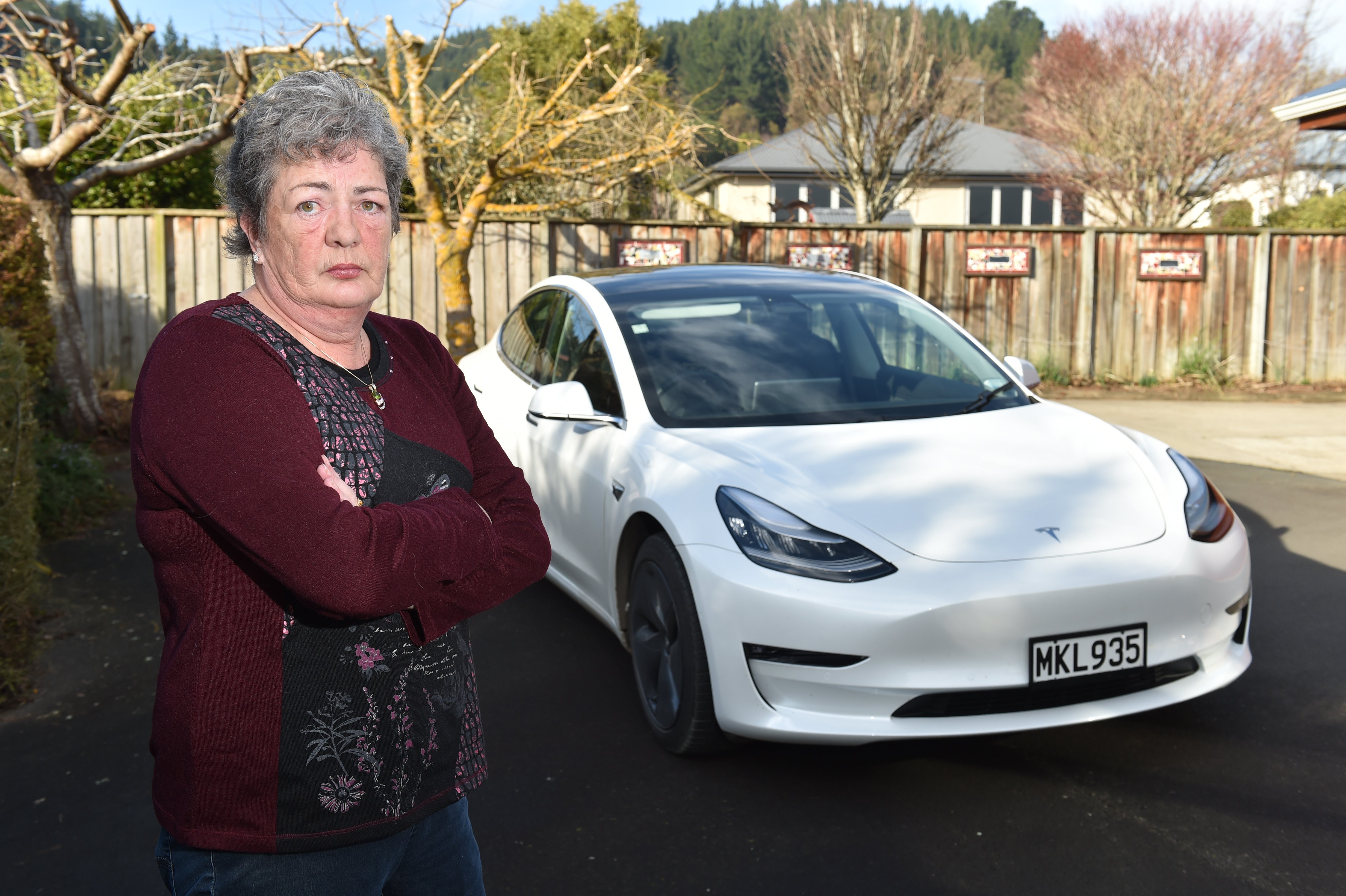 Mosgiel resident Jenny Kerr has had trouble getting repairs for her Tesla Model 3. PHOTO: GREGOR...