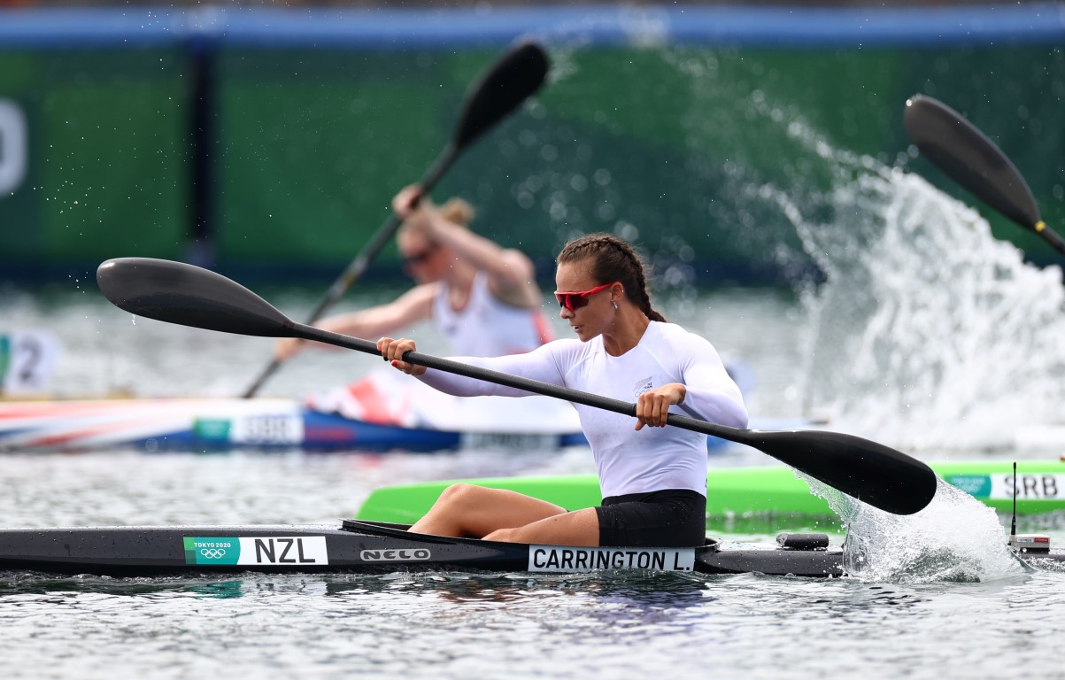 Lisa Carrington in action during her K1 200m heat. Photo: Reuters 