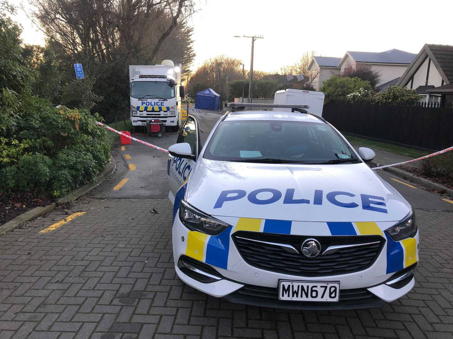 Police at the scene in Fendalton yesterday. Photo: NZ Herald