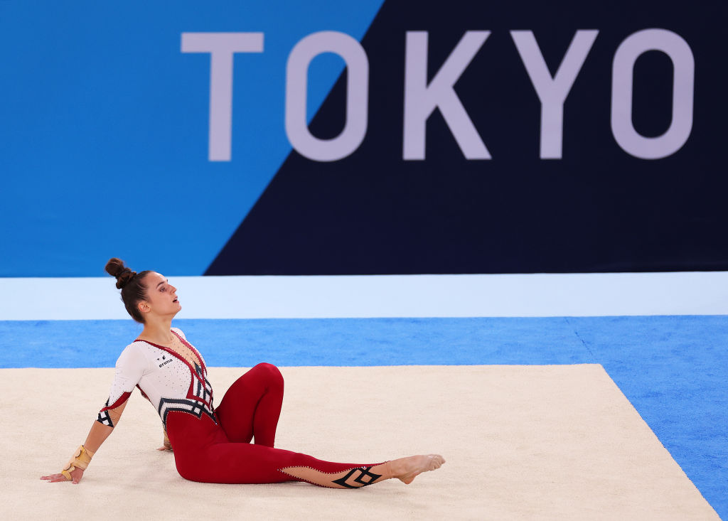 Germany's Pauline Schaefer-Betz wears a fulllength ‘‘unitard’’ while competing in the artistic...