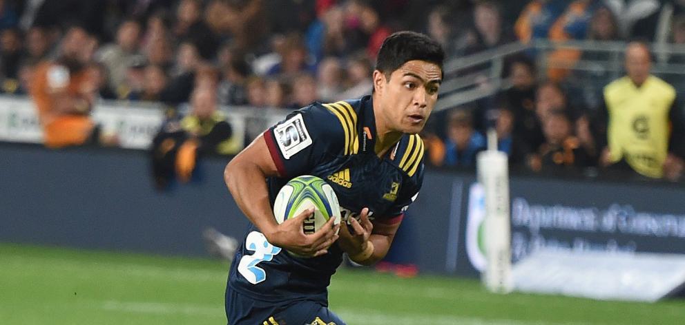 Highlanders first five-eighth Josh Ioane looks to take on the Jaguares defence at Forsyth Barr Stadium on Saturday night. PHOTO: GREGOR RICHARDSON Highlanders first five-eighth Josh Ioane looks to take on the Jaguares defence at Forsyth Barr Stadium on Saturday night. PHOTO: GREGOR RICHARDSON