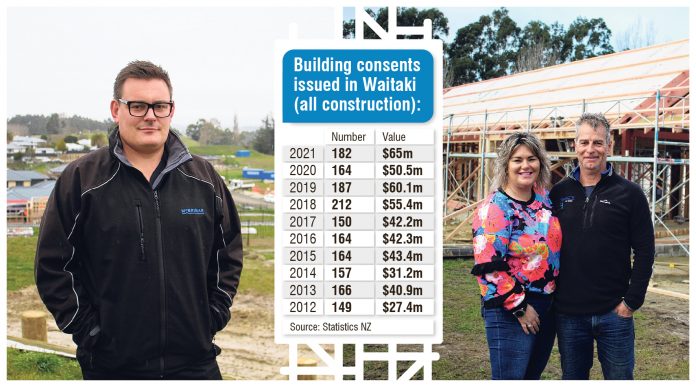 cBrimar Homes managing director Mike Lowe (left) looks over stage one of the company's Holmes...