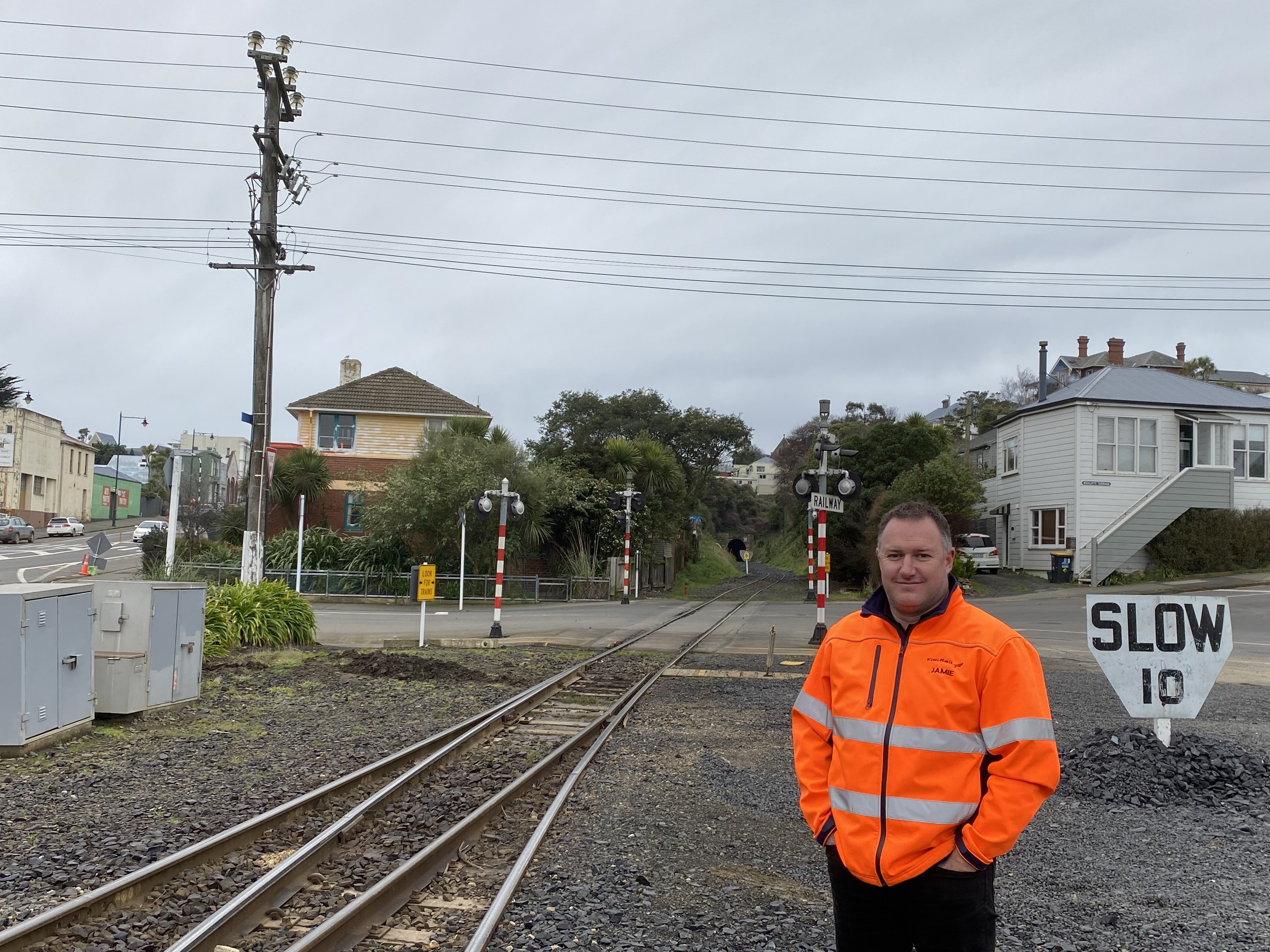 KiwiRail Dunedin freight operations manager Jamie McFarland stands at the Wickliffe Tce rail...