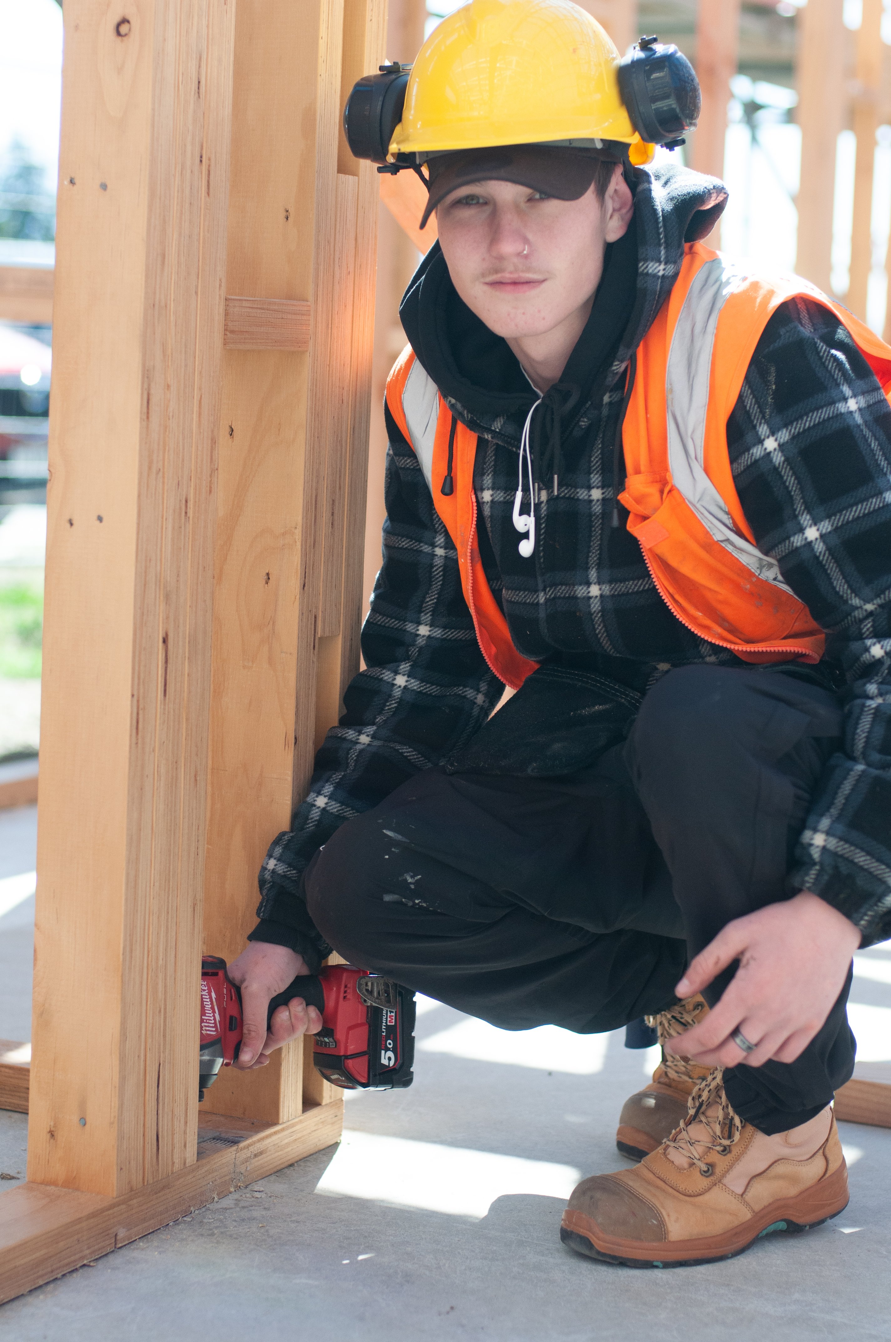 Construction student Connor Campbell (17) is one of six students building the Otago Polytechnic...