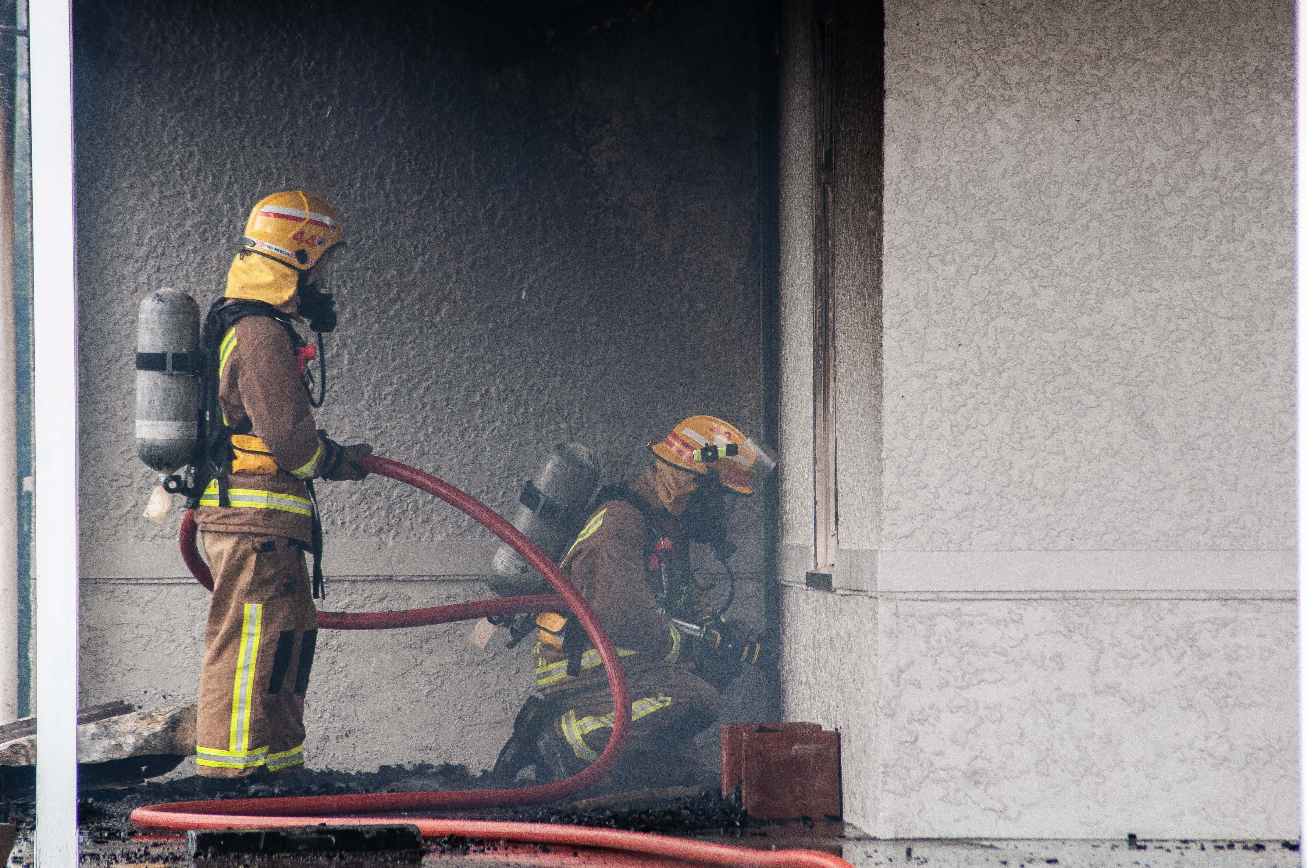 Firefighters on the scene at The Bank Ophir bed and breakfast. PHOTO: SHANNON THOMSON