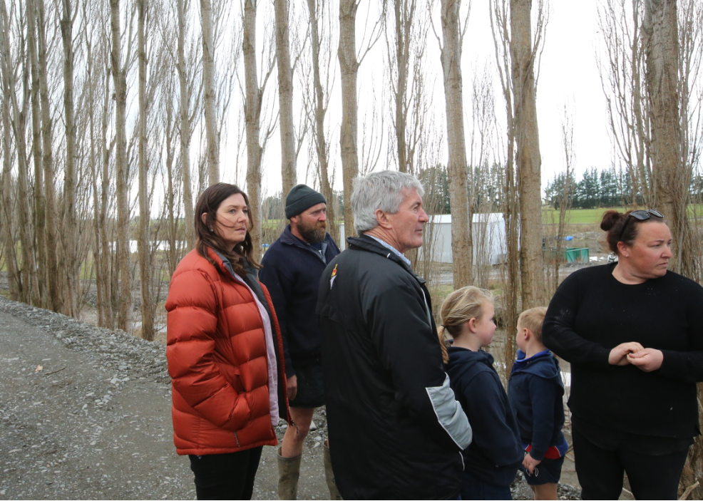 Rangitata MP Jo Luxton and Agricultural Minister Damien O'Connor visiting a flood-affected farm...