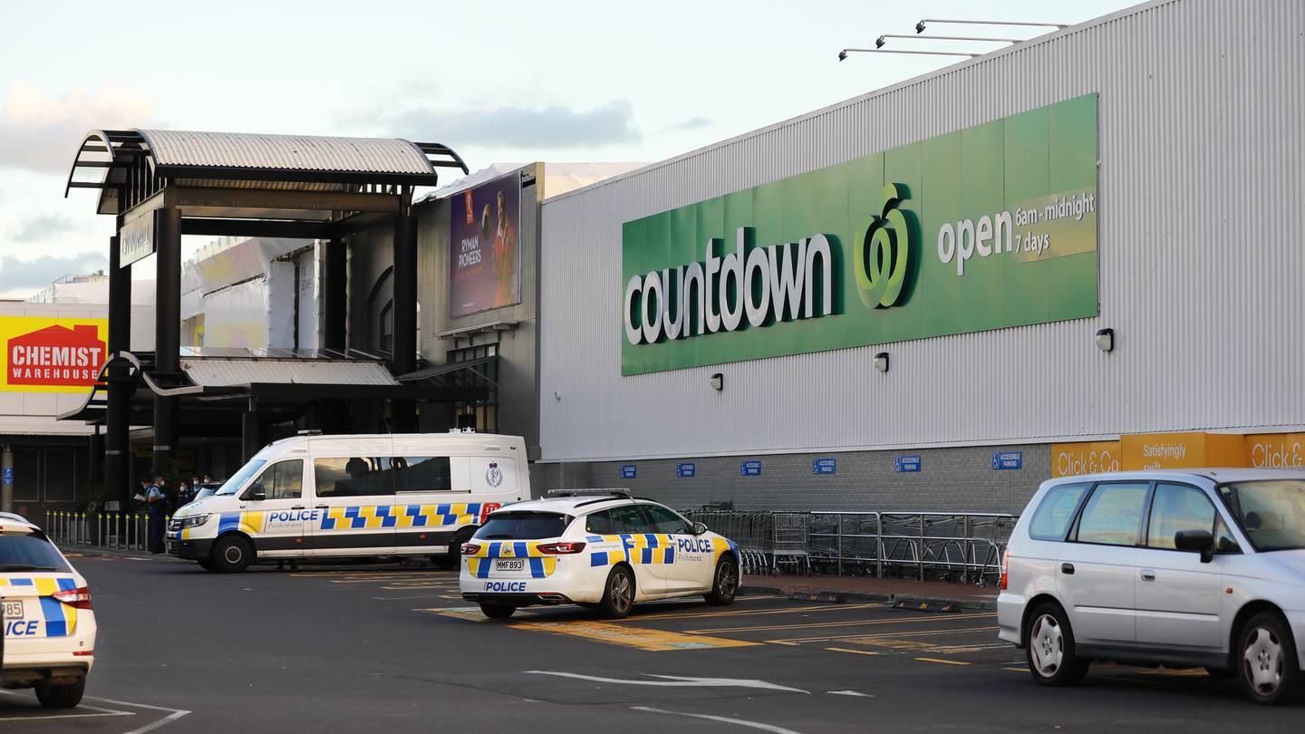 First responders at Countdown in New Lynn following a terrorist attack. Photo: NZ Herald