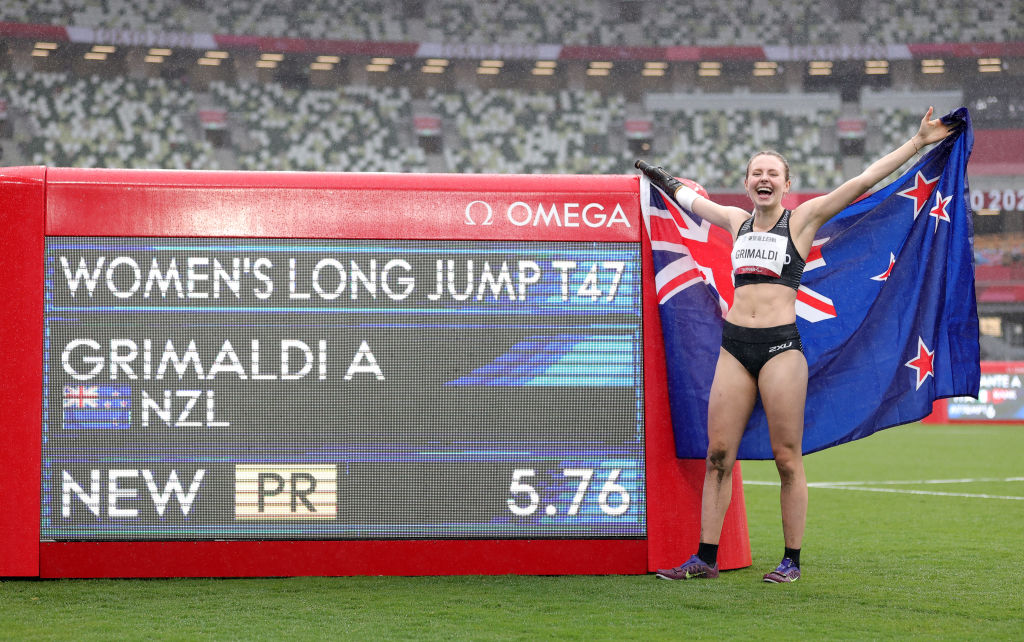 Anna Grimaldi celebrates winning a second gold medal at a Paralympics. She led from start to...