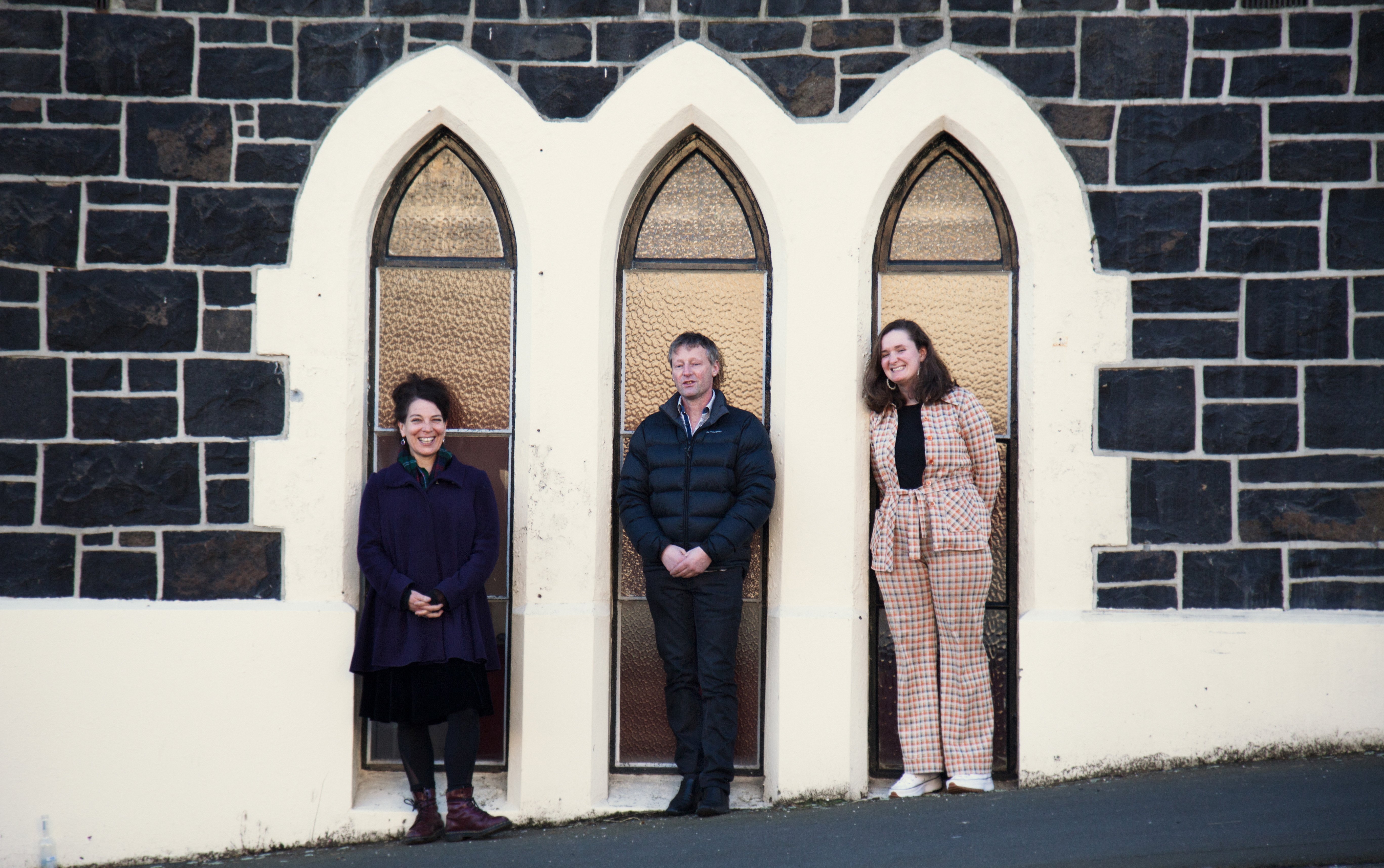 Otepoti Playwrights Programme participants 2021 (from left) Jessica Latton,  Martin Swann and Amy...