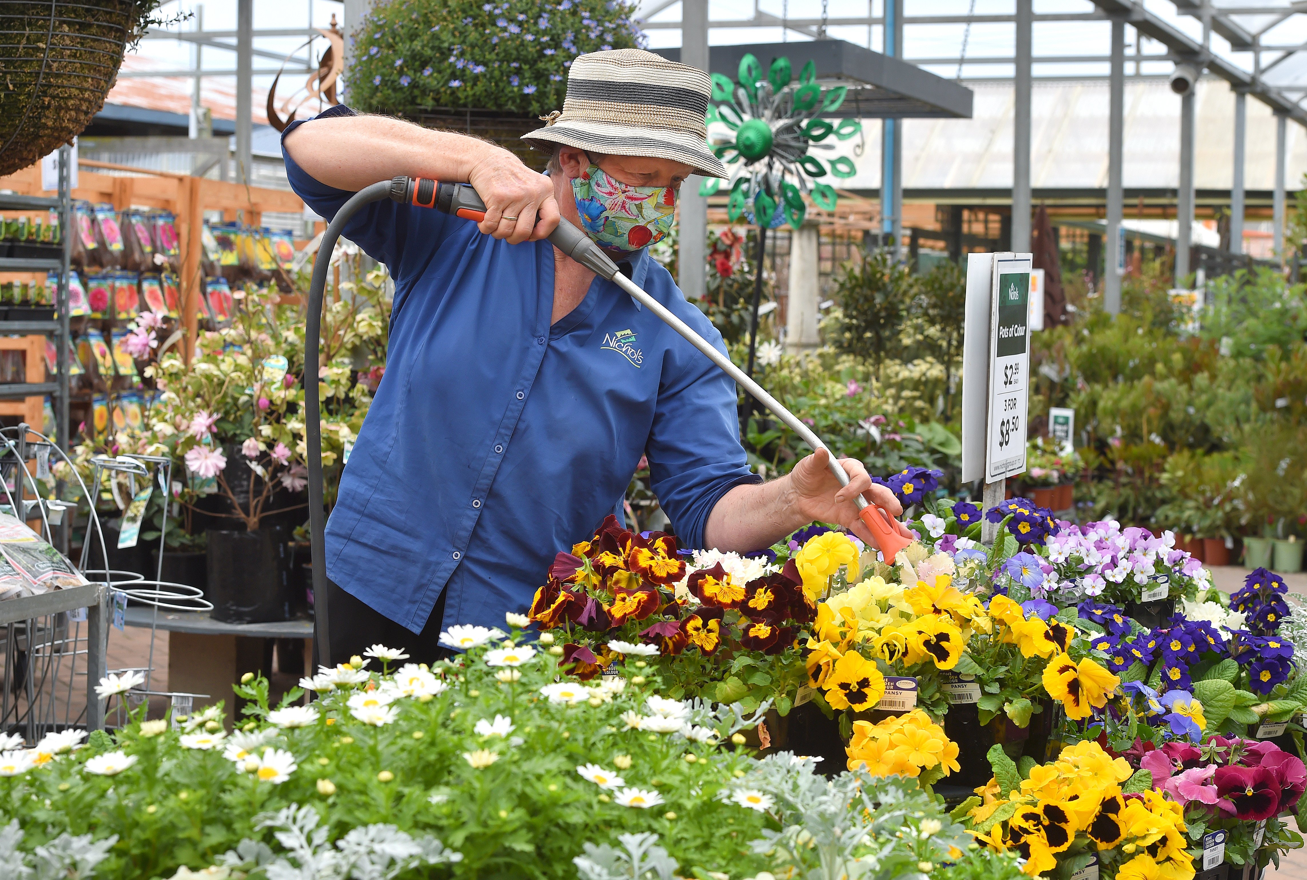 Making sure the plants are well watered ahead of the first day back in Alert Level 2 is Nichol’s...