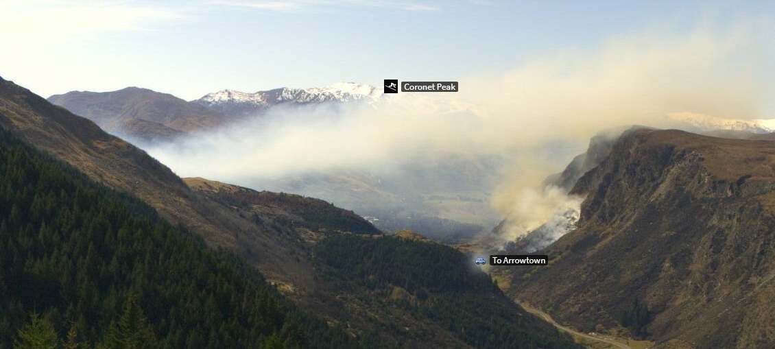 Emergency services were alerted to the fire near Queenstown about 2pm. Photo: SKYLINE QUEENSTOWN 