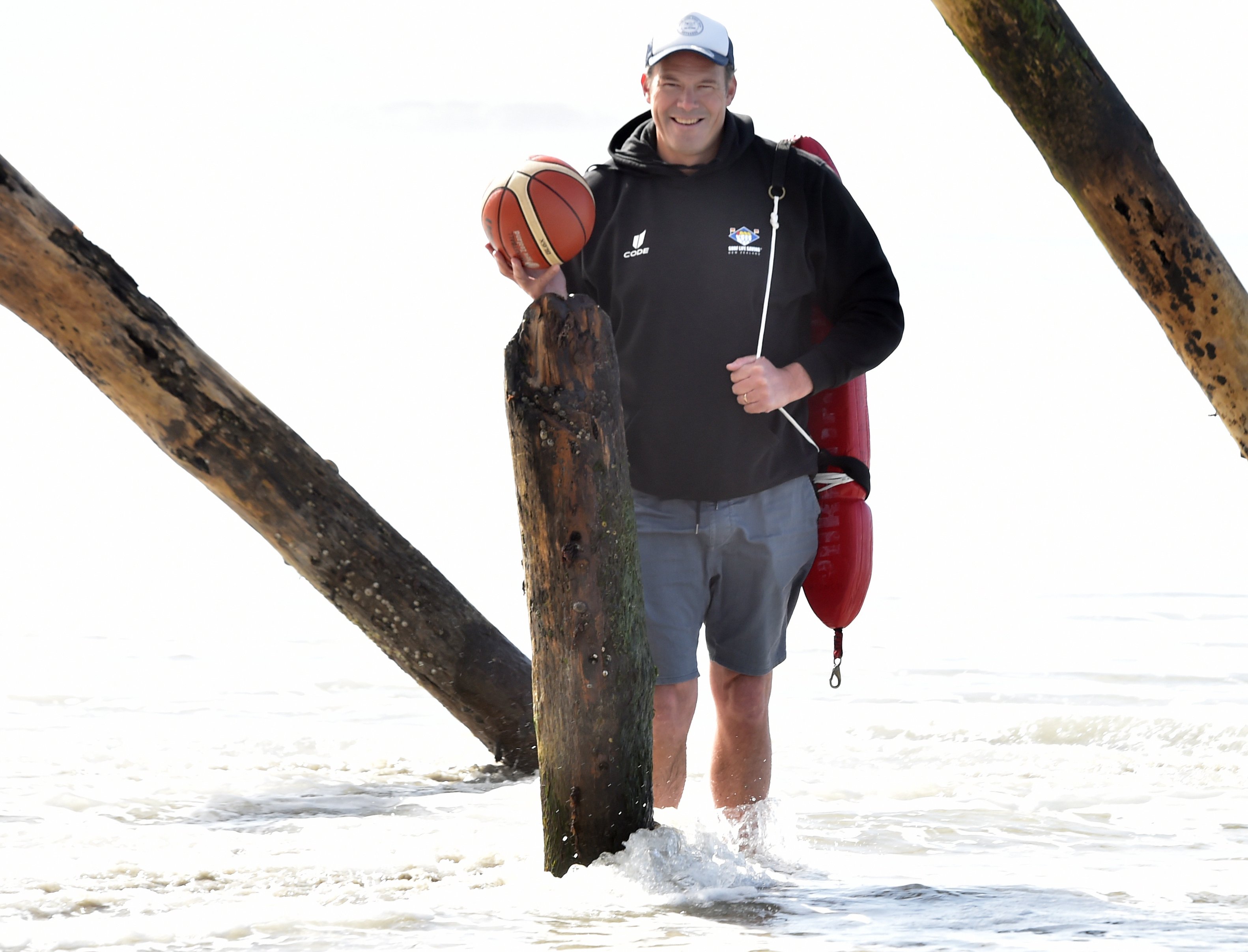 Otago Nuggets coach Brent Matehaere takes a break at St Clair Beach yesterday, having taken on...
