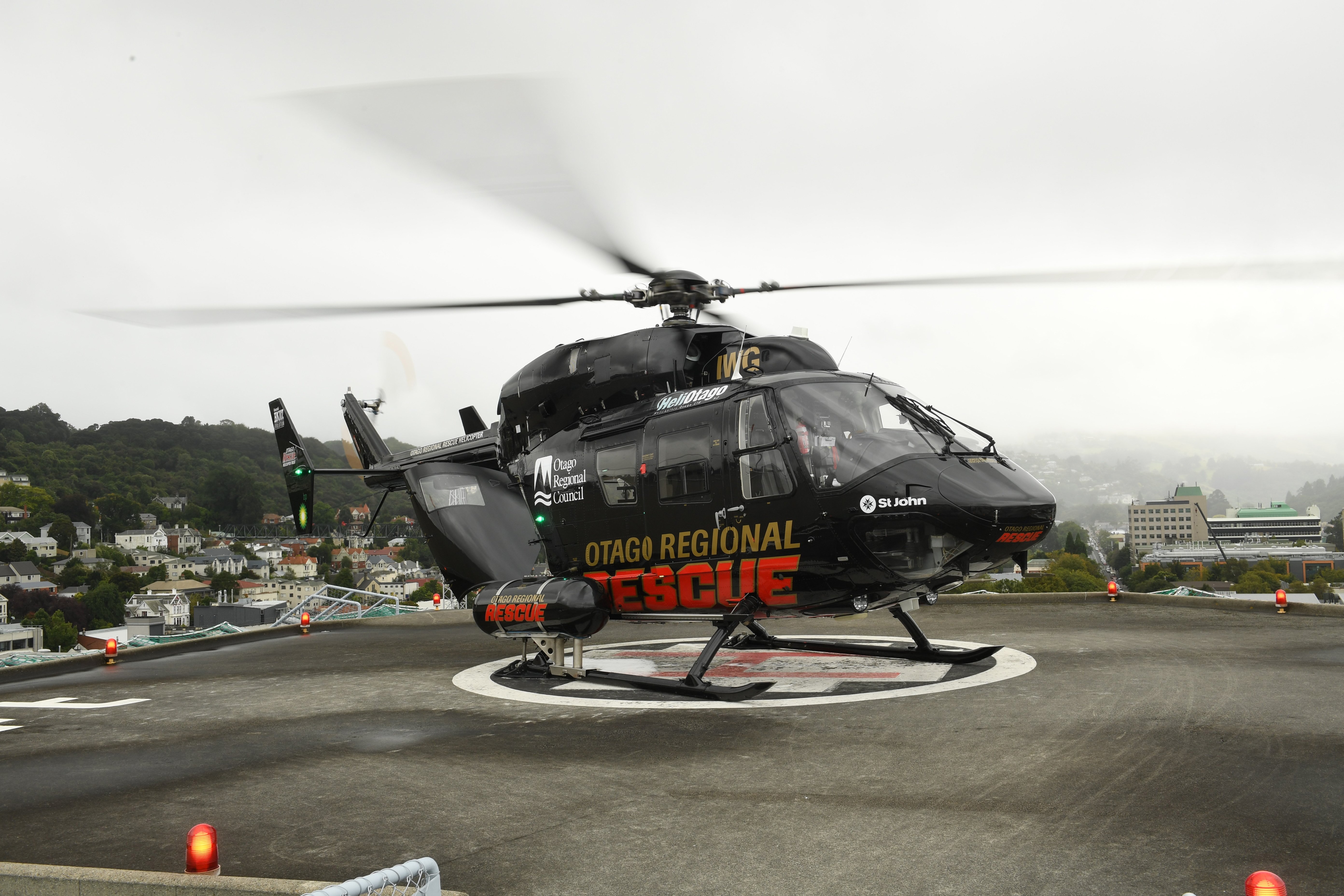 Helicopters Otago chief pilot Graeme Gale, and paramedics Doug Flett and Ian Ridley reflect on what a valuable addition the publicly funded Dunedin hospital helipad has been. Photo: Stephen Jaquiery