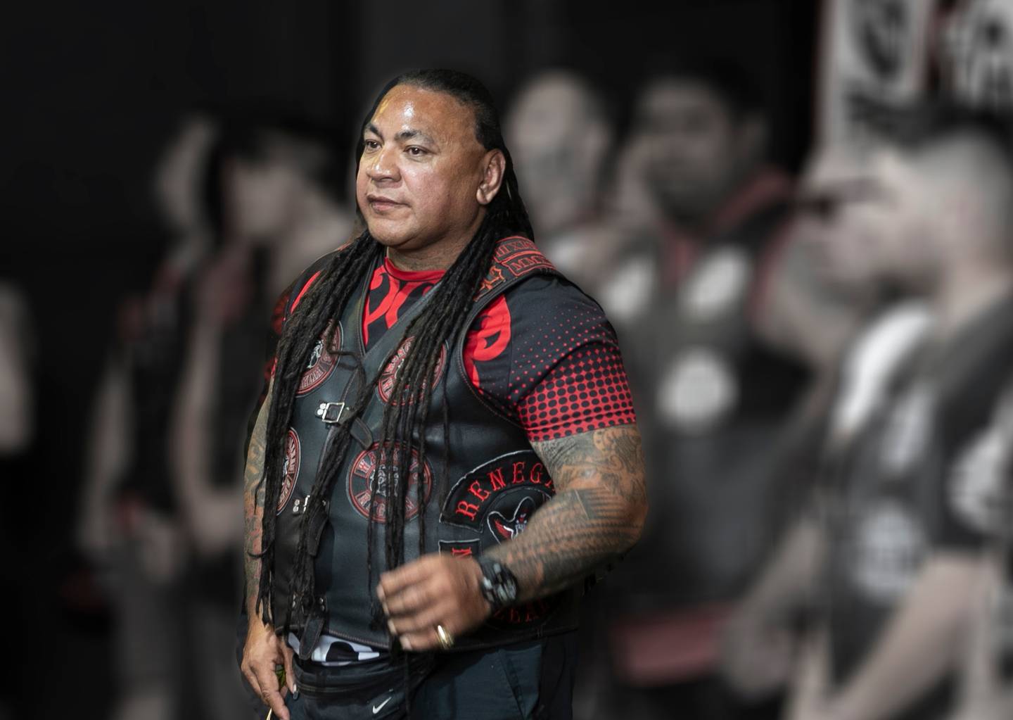 President of the Waikato Mongrel Mob Kingdom Sonny Fatupaito. He has an exemption to enter...