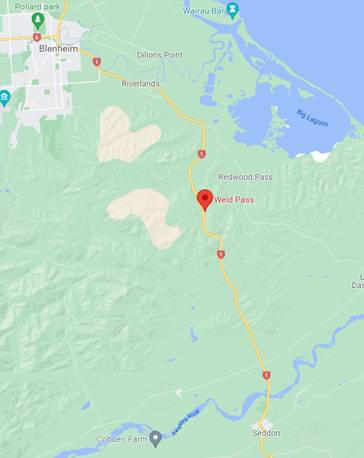 Location of closures along SH1 at Weld Pass. Image: NZTA