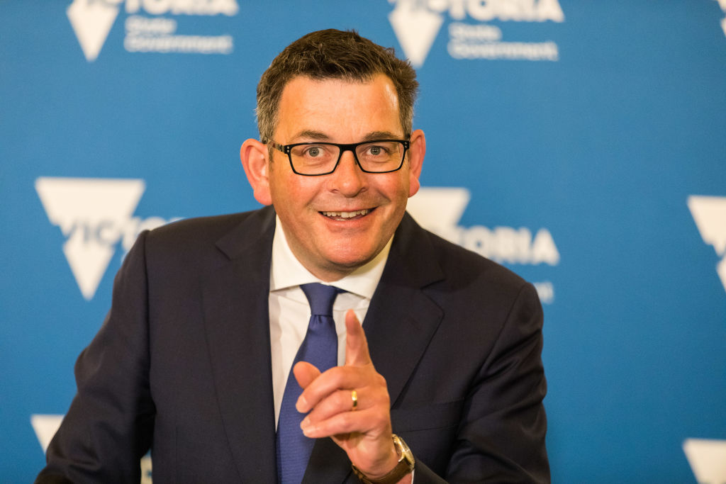 Premier Daniel Andrews announces the relaxing of Covid restrictions at a press conference in Melbourne. Photo: Getty