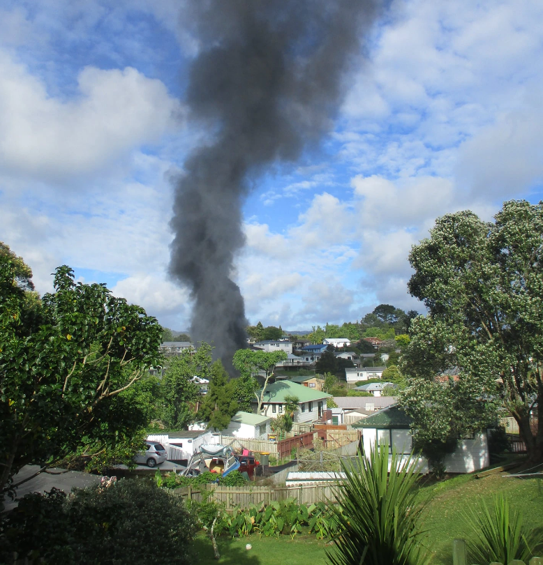 Smoke could be seen billowing from the property. Photo: supplied via NZ Herald 