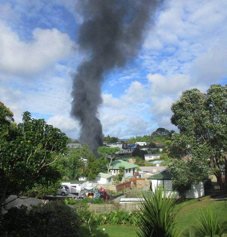 Smoke could be seen billowing from the property. Photo: supplied via NZ Herald