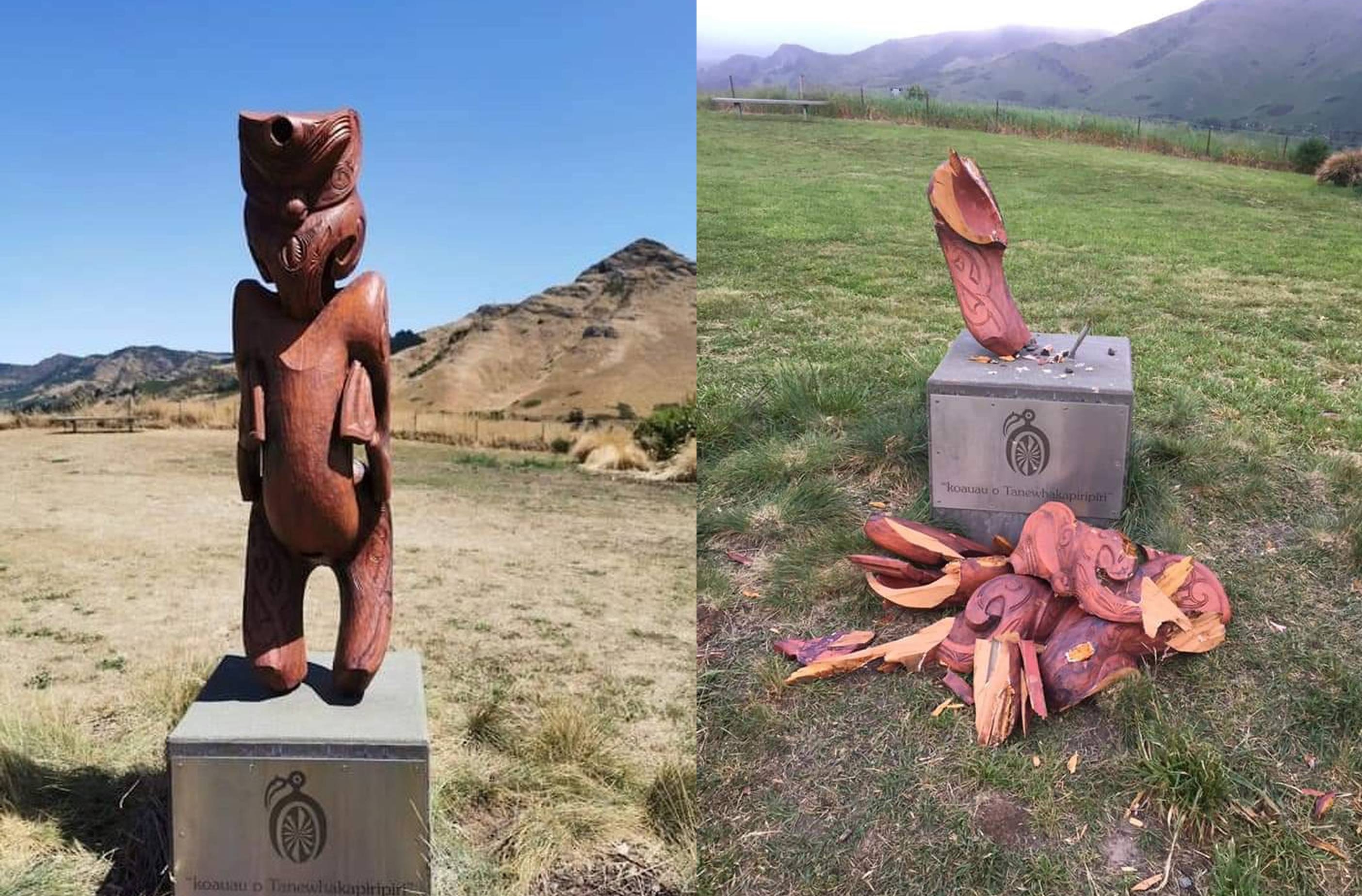 Kōauau o Tāne Whakapiripiri was installed at Ōtūherekio, Pony Point Reserve near Cass Bay in 2012. Photos: Supplied