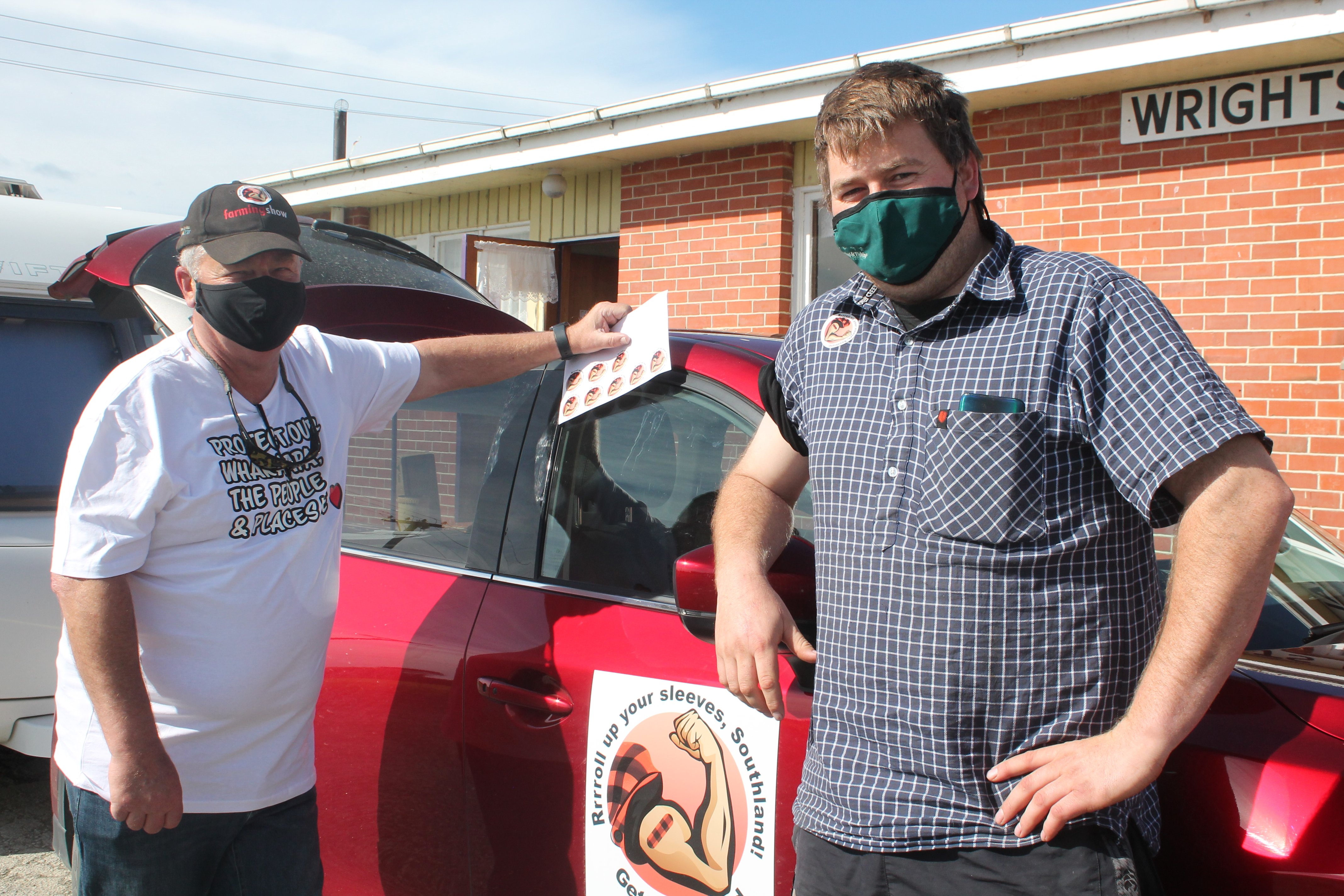 Southland Mayor Gary Tong (left) welcomes Wrights Bush contractor Hamish Stuart, who got his...