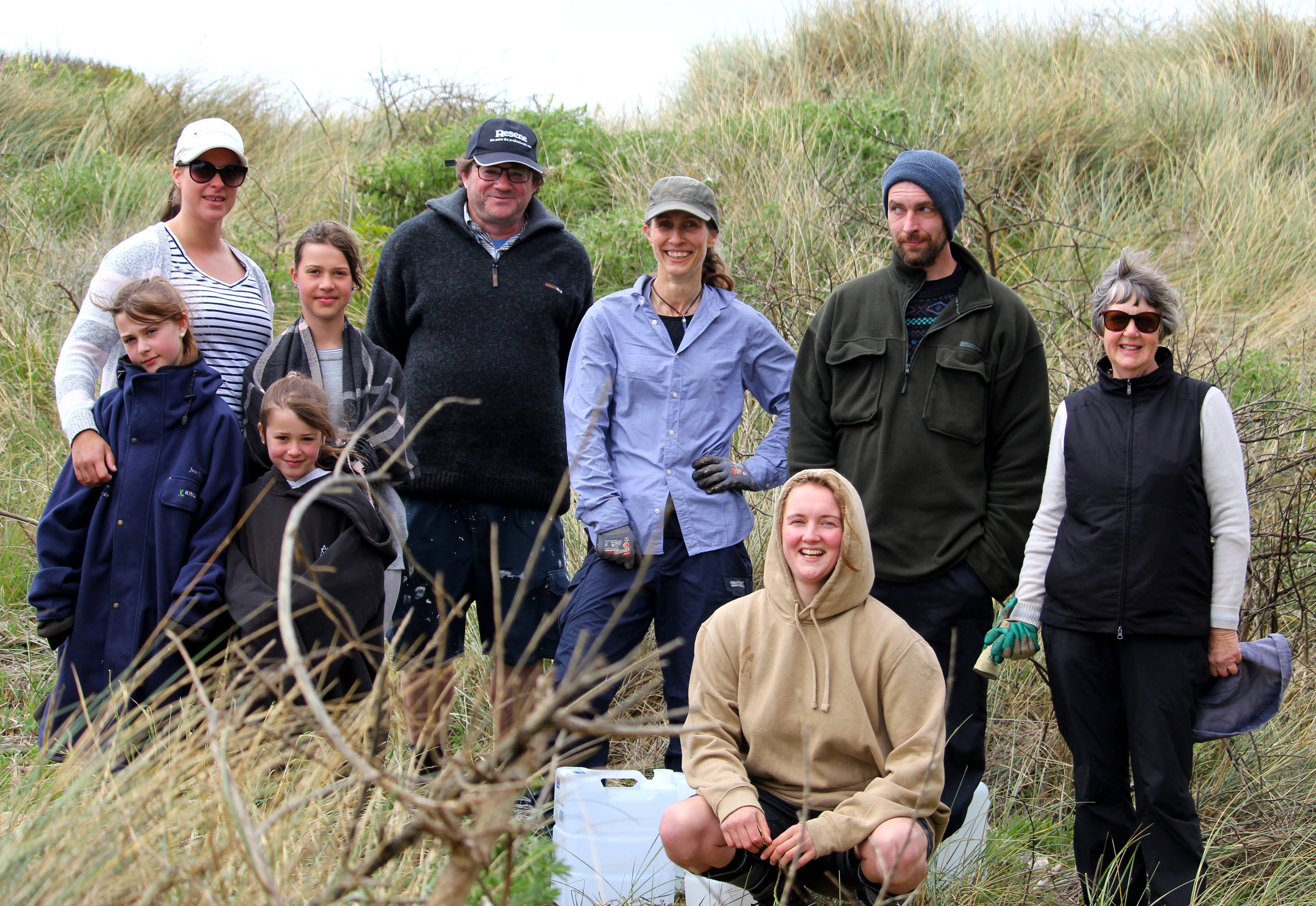 Aramoana Conservation Charitable Trust volunteers (clockwise from front) Jess Elliot, Valentina...
