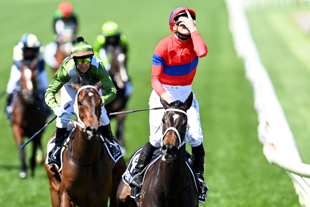 James Mcdonald rides Verry Elleegant to victory at the Melbourne Cup. Photo: Getty Images 
