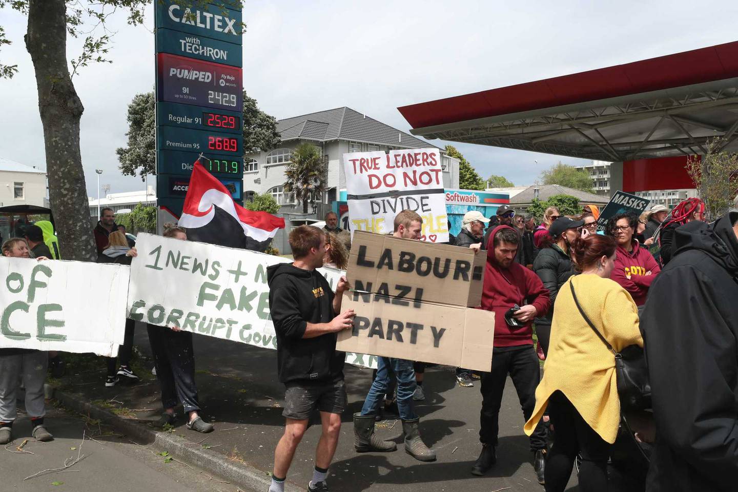 About 250 protesters have gathered in Whanganui, where the Prime Minister is visiting. Photo /...