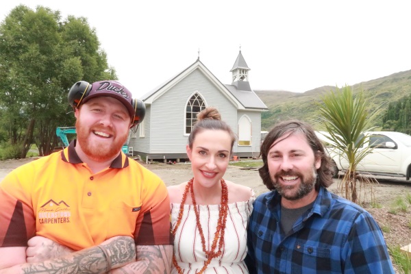 Queenstown Carpenters' Mark Taylor, left, with Hollis and Brett Giddens. Photos: Mountain Scene