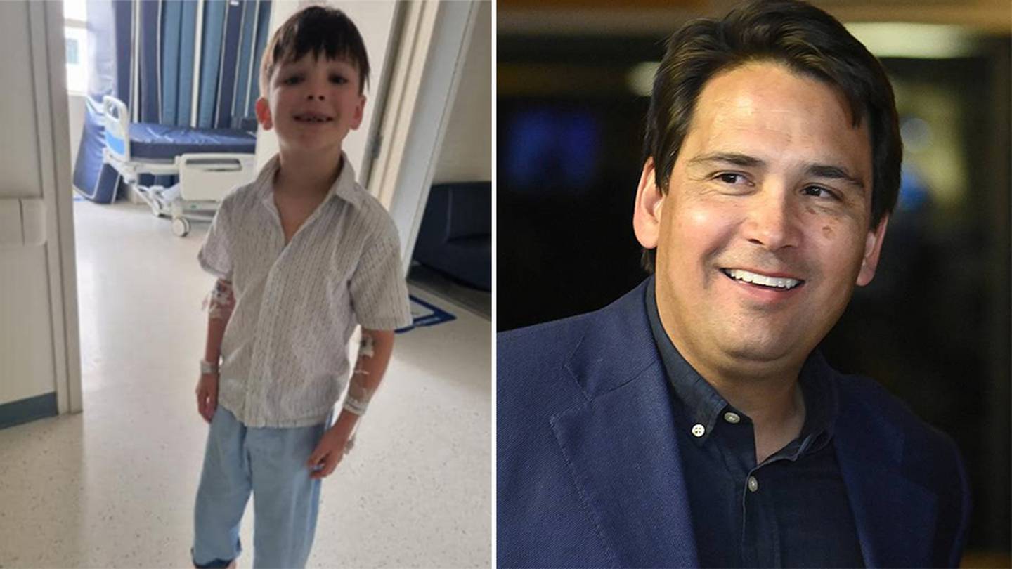 Simon Bridges' son Harry, who suffered a serious injury following a schoolground accident,...