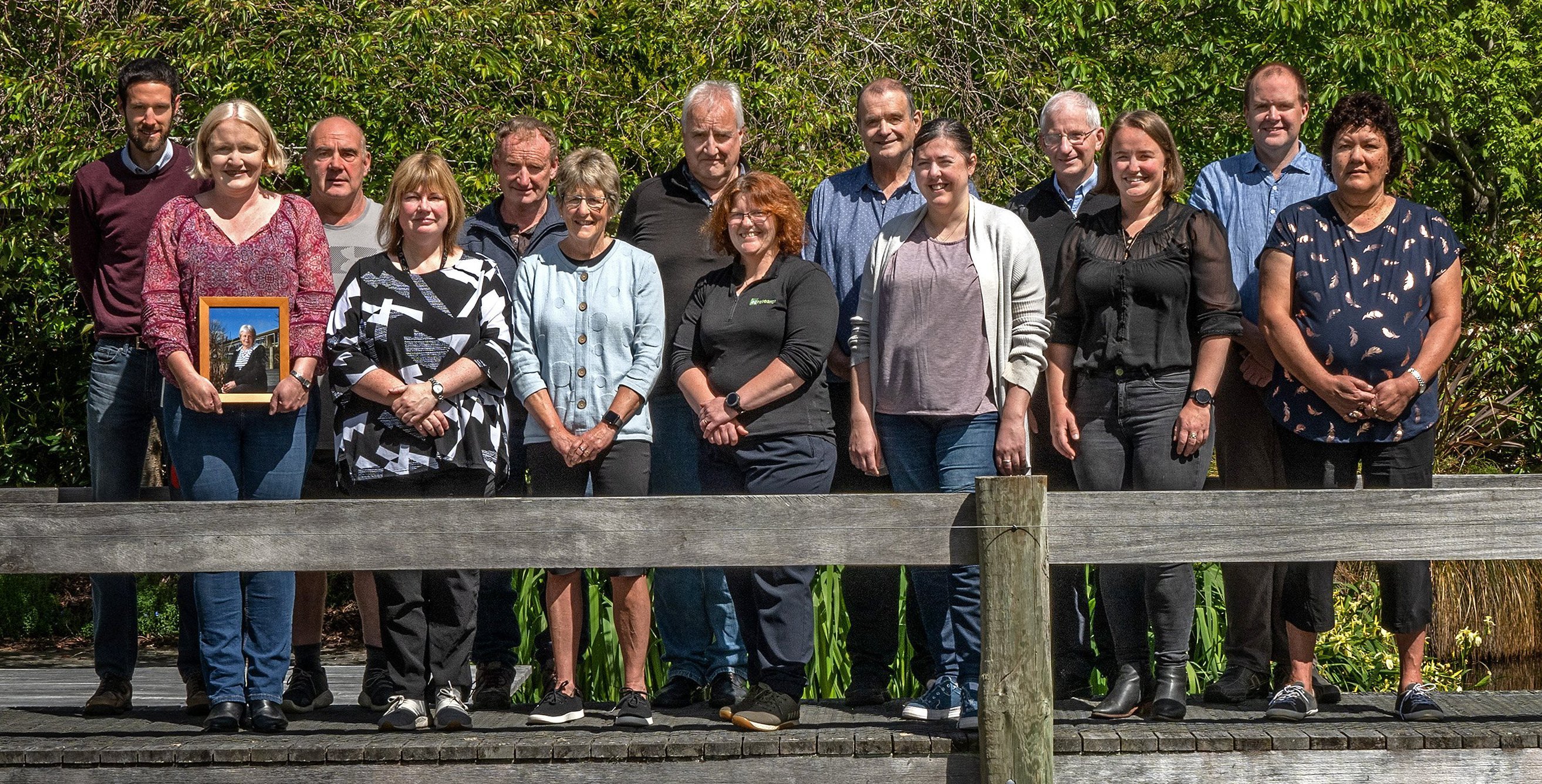 Those involved with breeding low methane-emitting sheep included Timothy Bilton (left), Tricia...