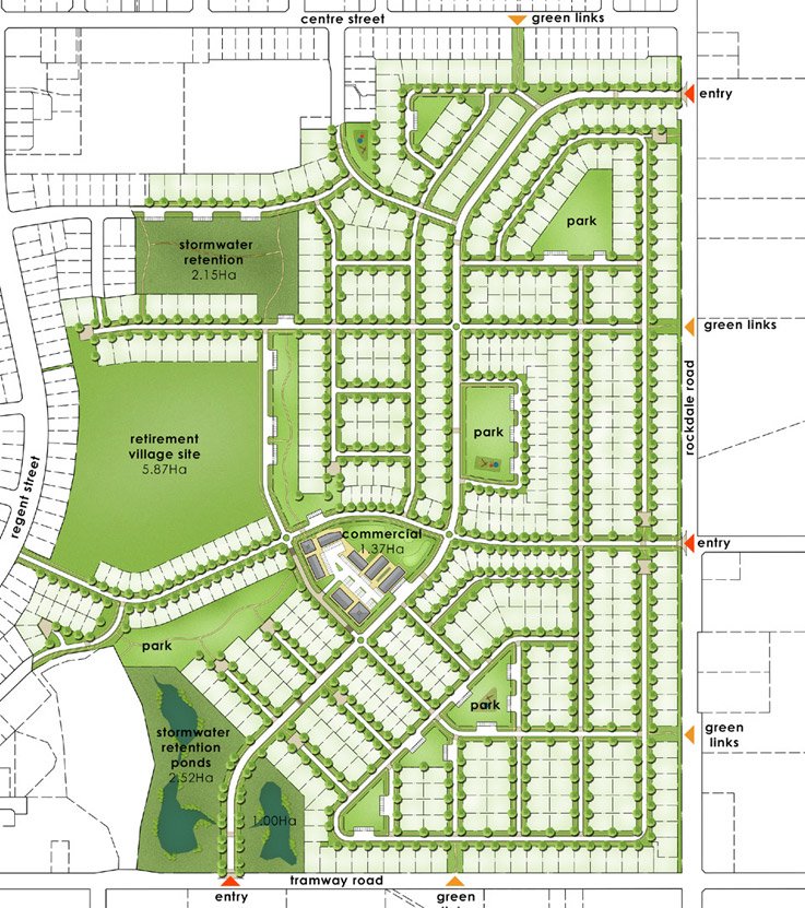 Concept masterplan of Te Puawai development in Invercargill which aimed at building 600 houses in...