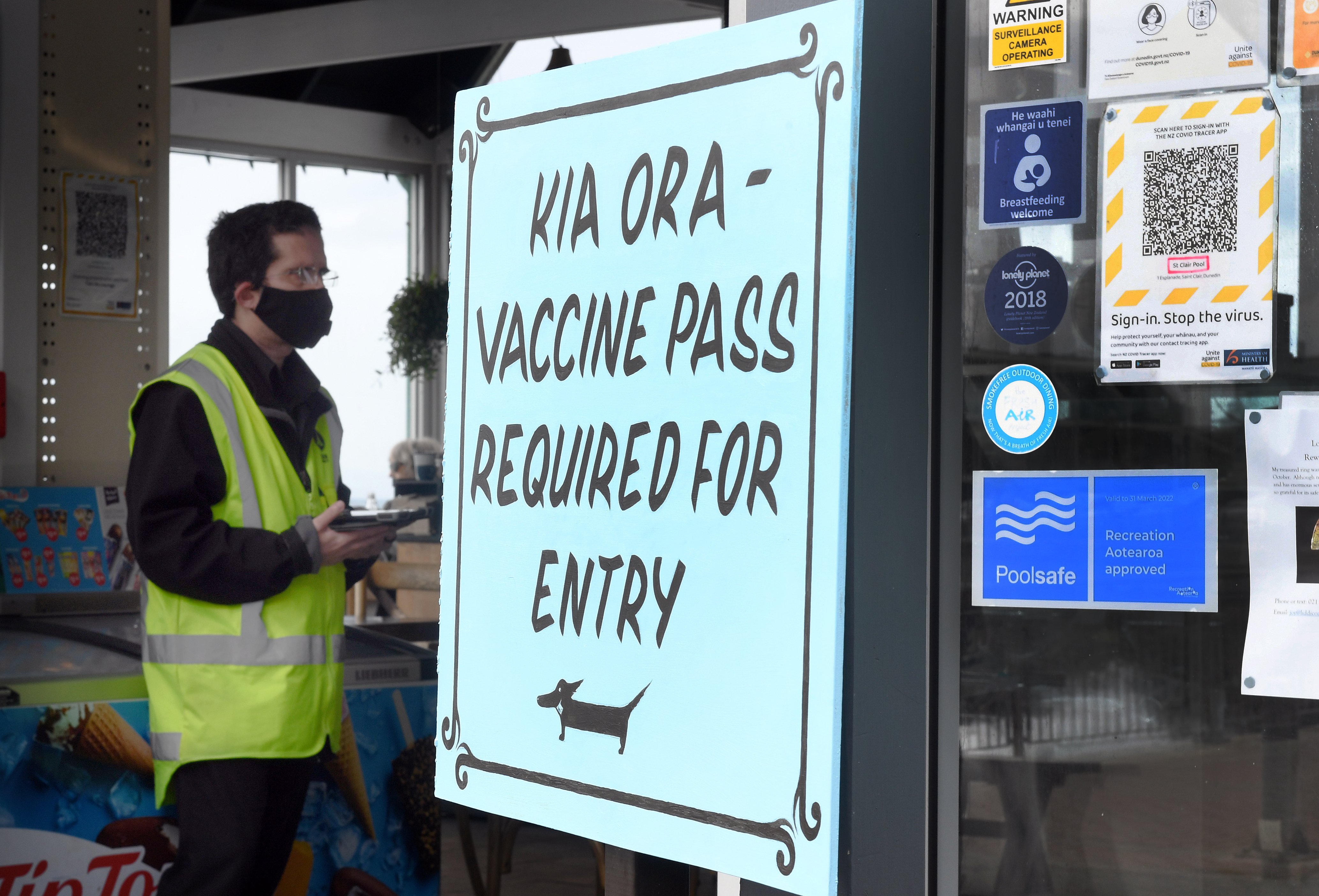 Security guards have been employed to check vaccine passes at the entrance to the Long Dog cafe...