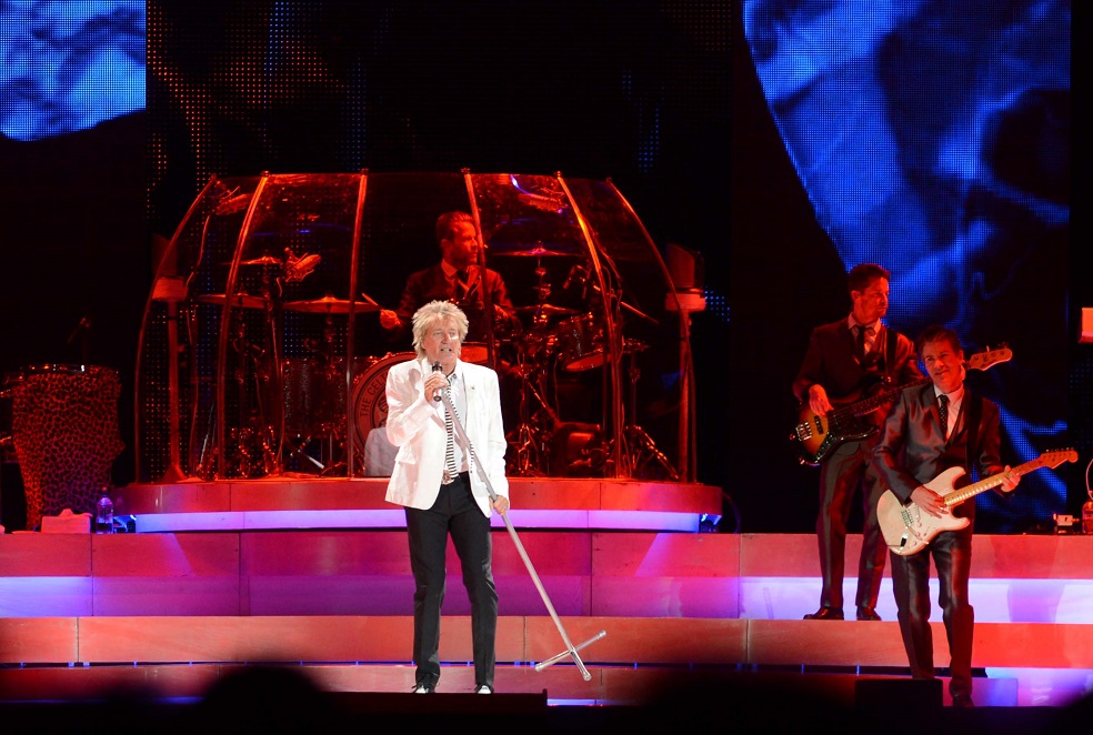 Rod Stewart entertains fans at Forsyth Barr Stadium in Dunedin in April 2015. Photo: Craig Baxter