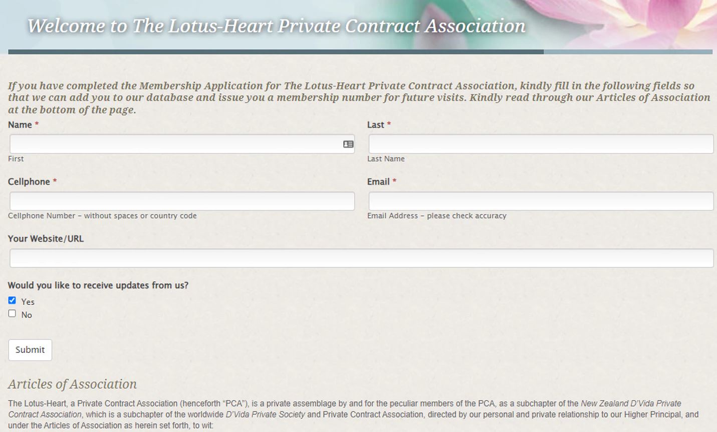 A form on the restaurant's website. Image: Supplied
