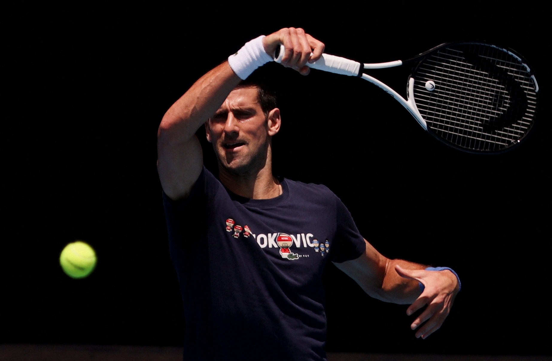 Novak Djokovic has been allowed to practice at Melbourne Park since his arrival. Photo: Reuters