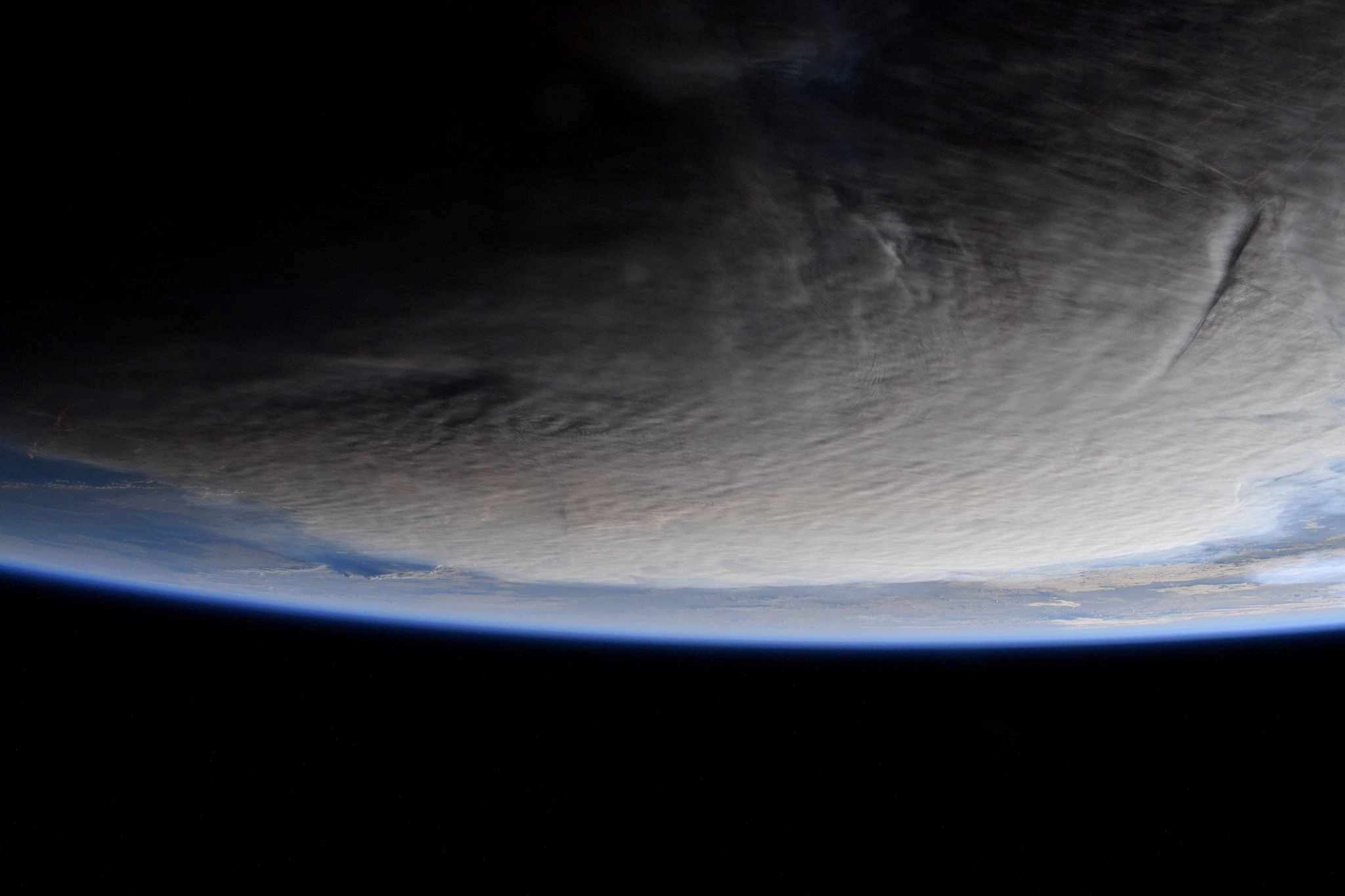 Ash from the underwater volcanic eruption in Tonga is visible from the International Space...